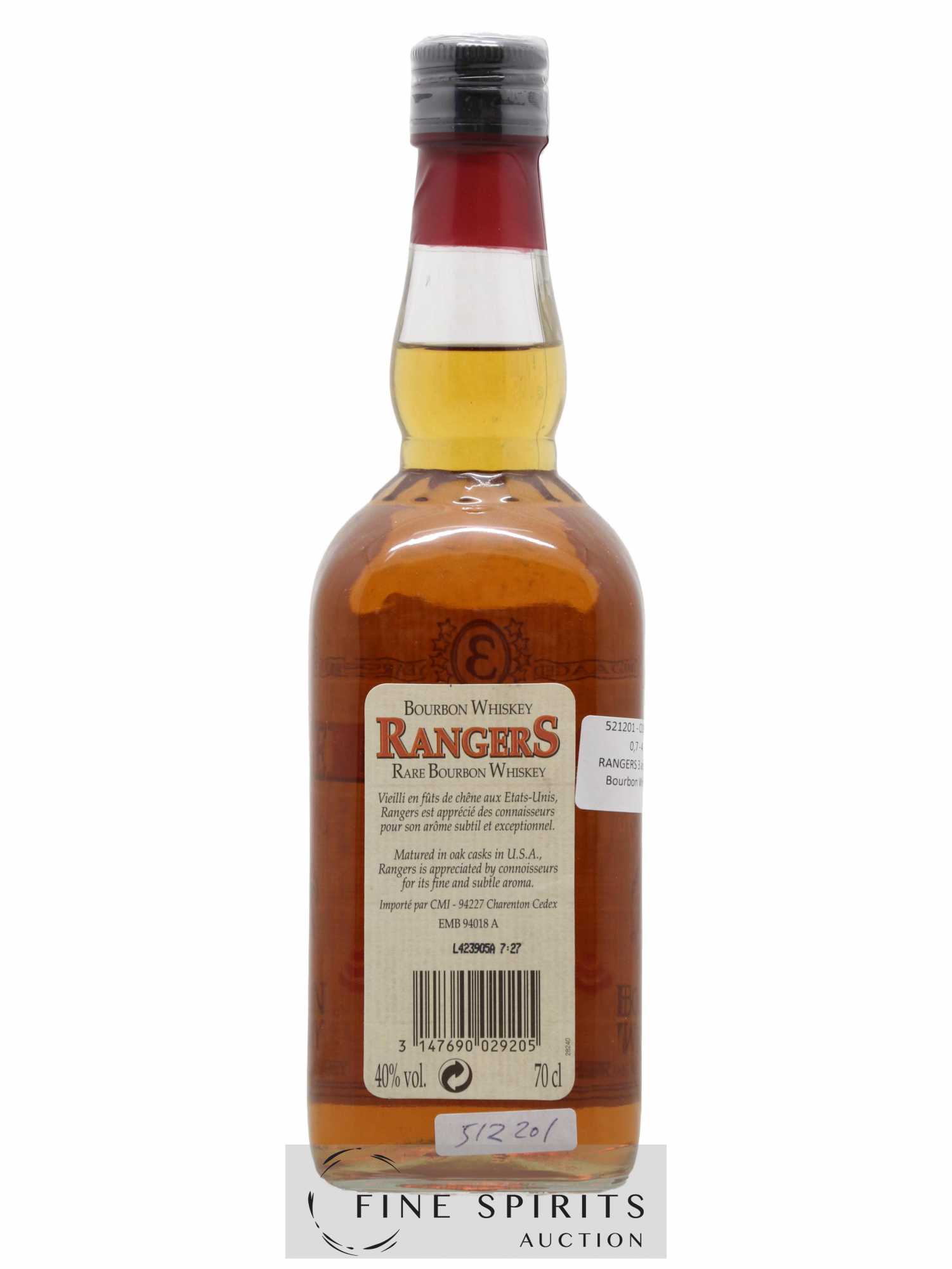 Buy Bourbon RANGERS 3 years Rare Bourbon Whiskey (lot: 321)