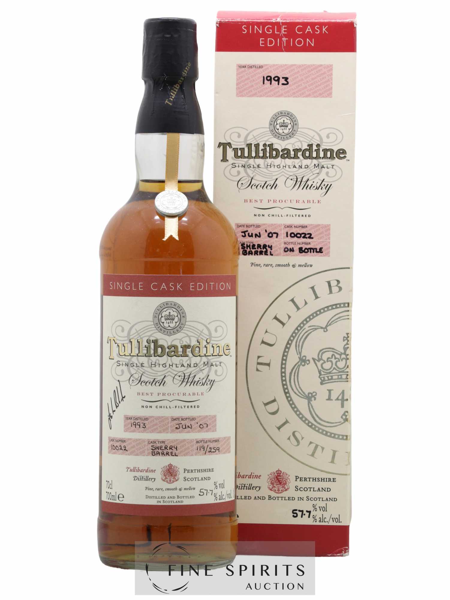 Tullibardine 1993 Of. Cask n°10022 - One of 259 - bottled 2007 Single Cask Edition