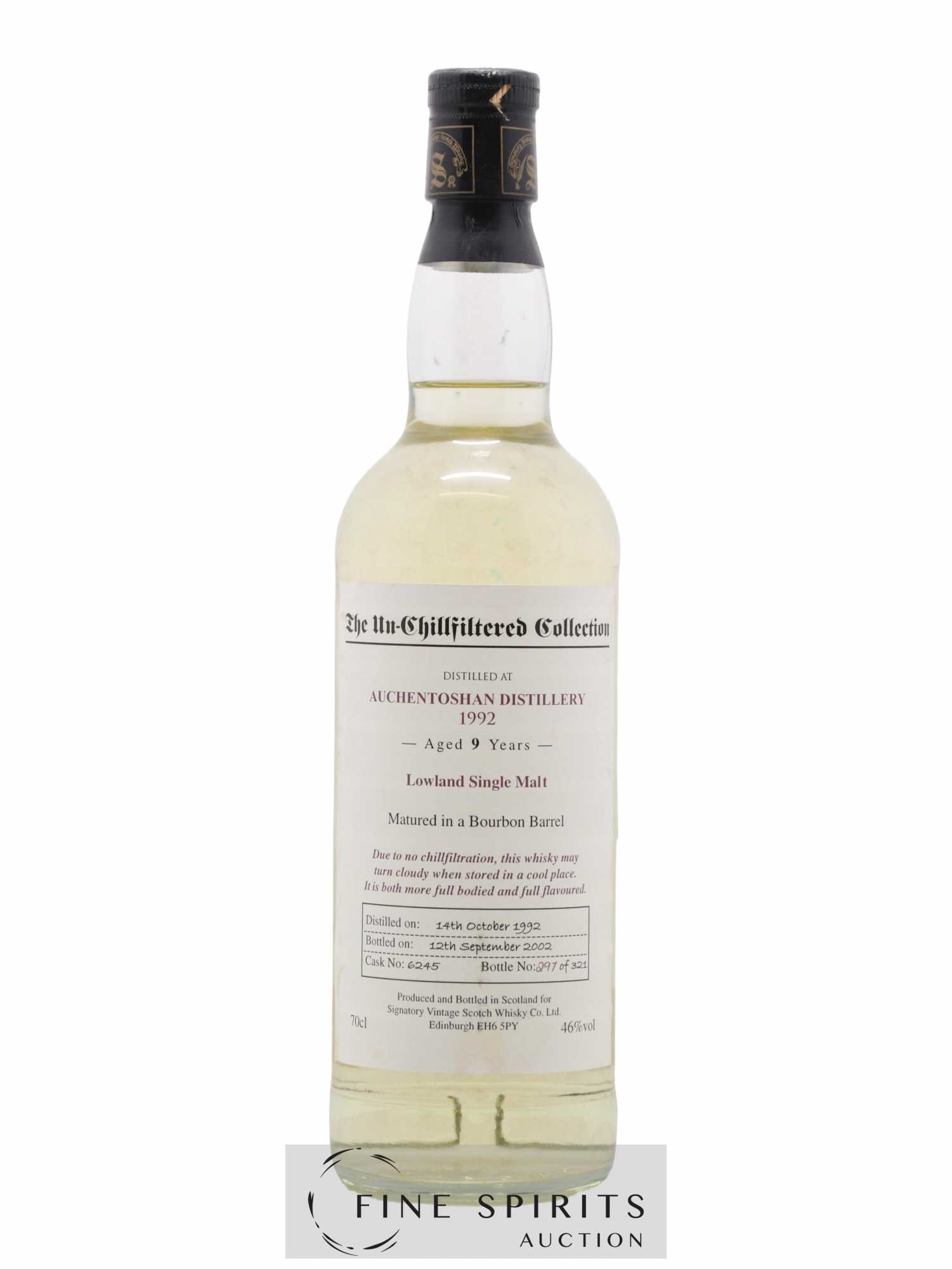 Auchentoshan 9 years 1992 Signatory Vintage Cask n°6245 - One of 321 - bottled 2002 The Un-Chillfiltered Collection