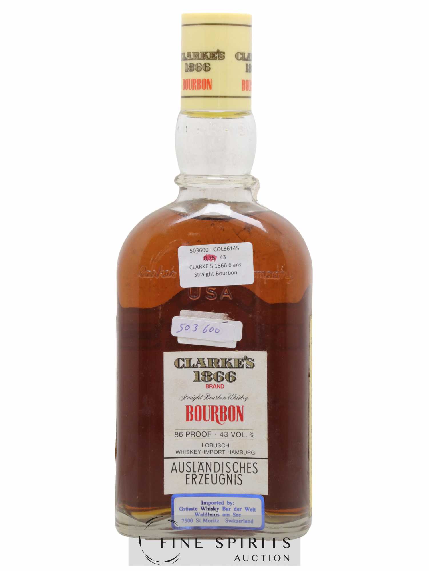 Buy Bourbon CLARKE'S 1866 6 years Straight Bourbon (lot: 247)