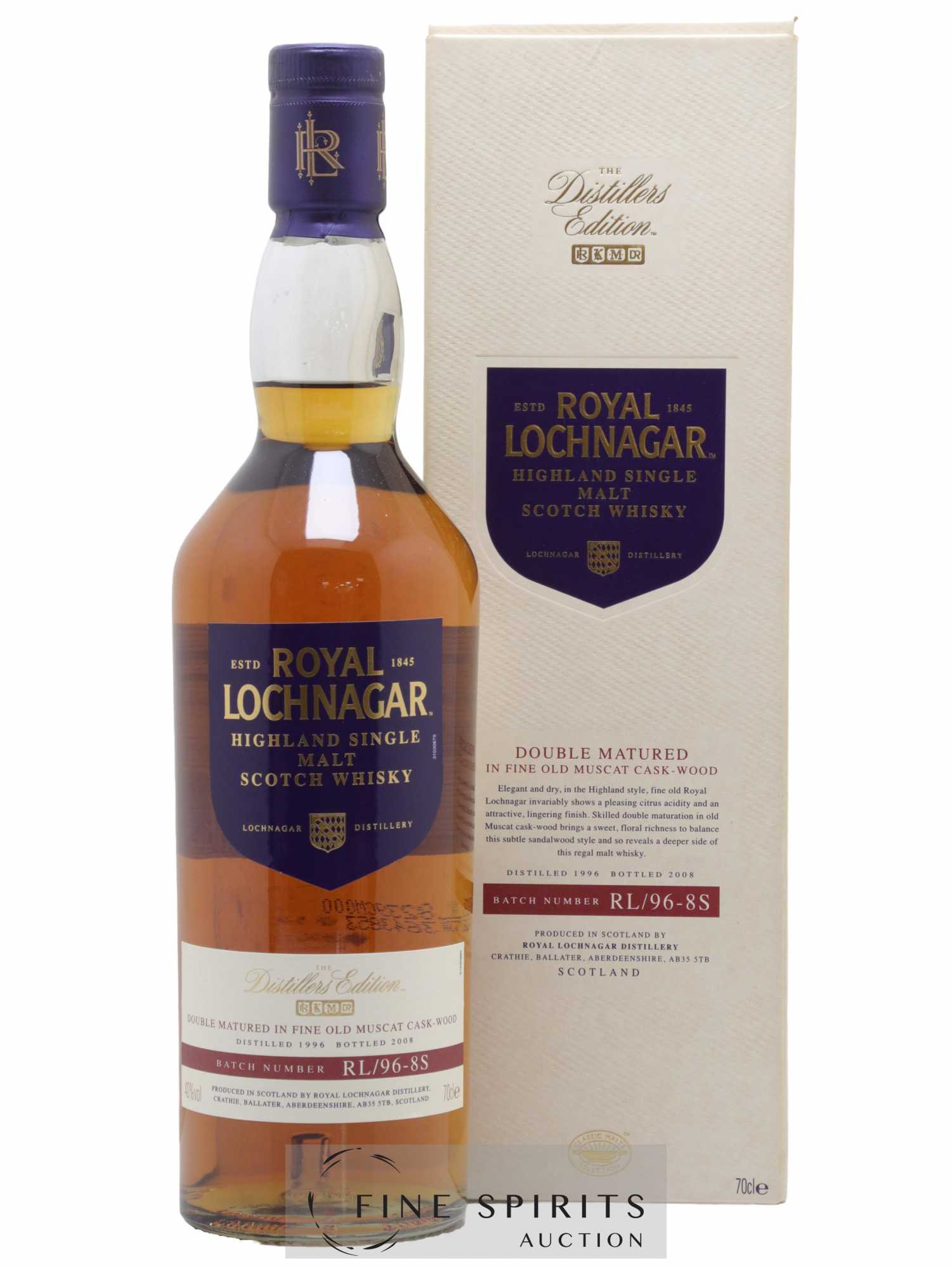 Royal Lochnagar 1996 Of. Batch n°RL-96-8S - bottled 2008 Distillers Edition