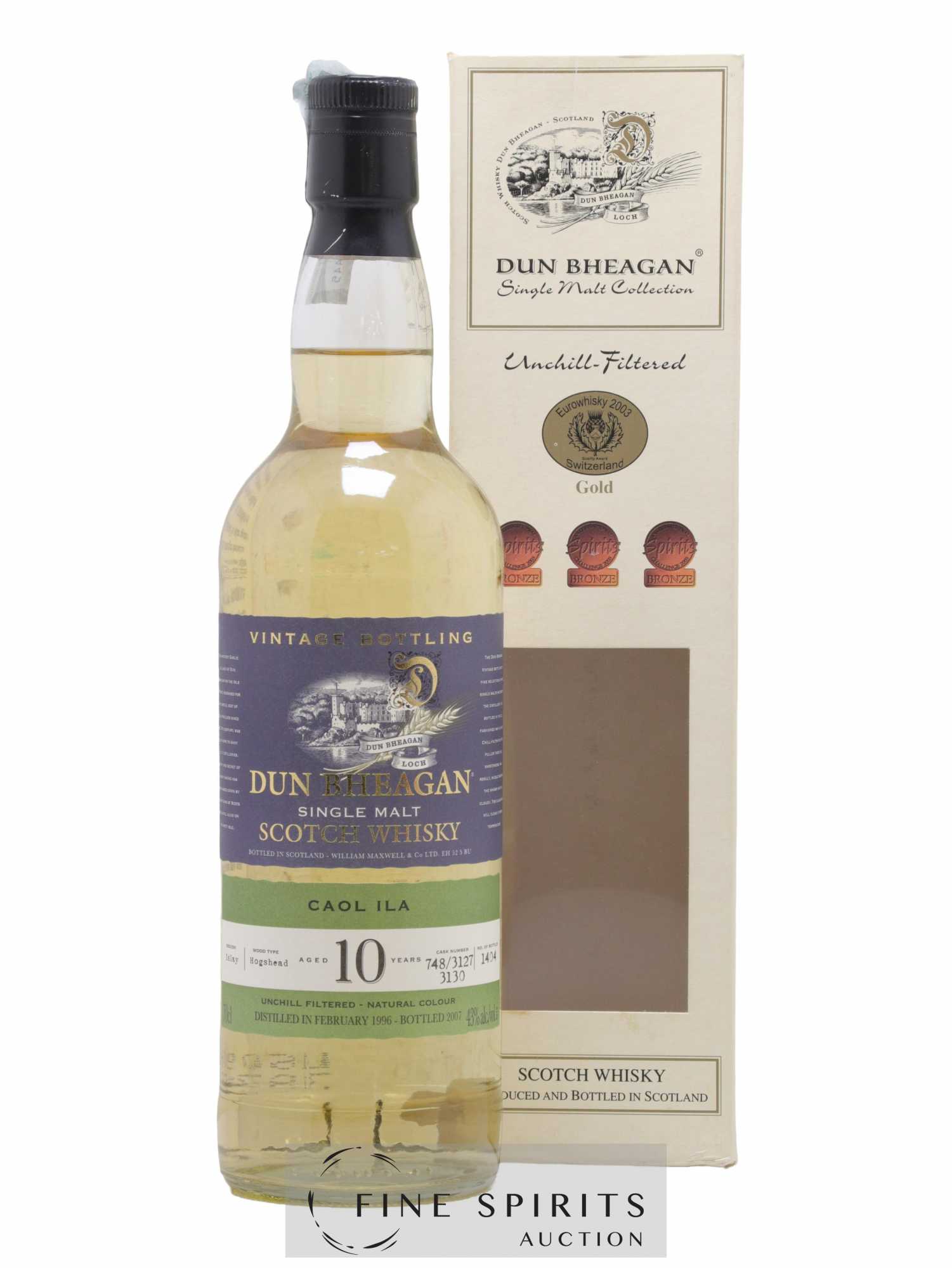 Caol Ila 10 years 1996 Ian Macleod Dun Bheagan Cask 748-3127-3130 - One of 1404 - bottled 2007 Vintage Bottling