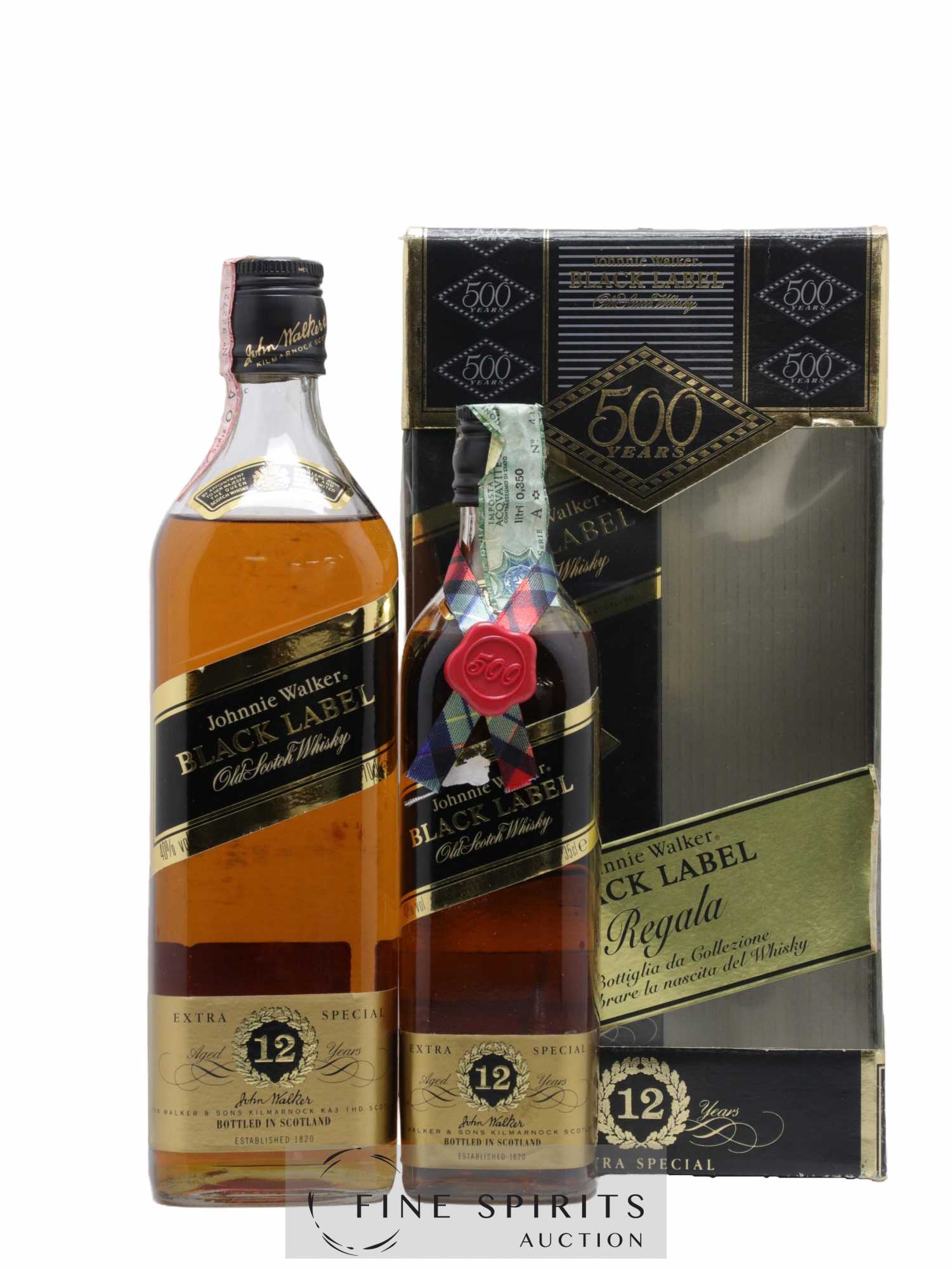 Johnnie Walker 12 years Of. Extra Special (1x70cl. And 1x35cl.) 500th Anniversary Black Label