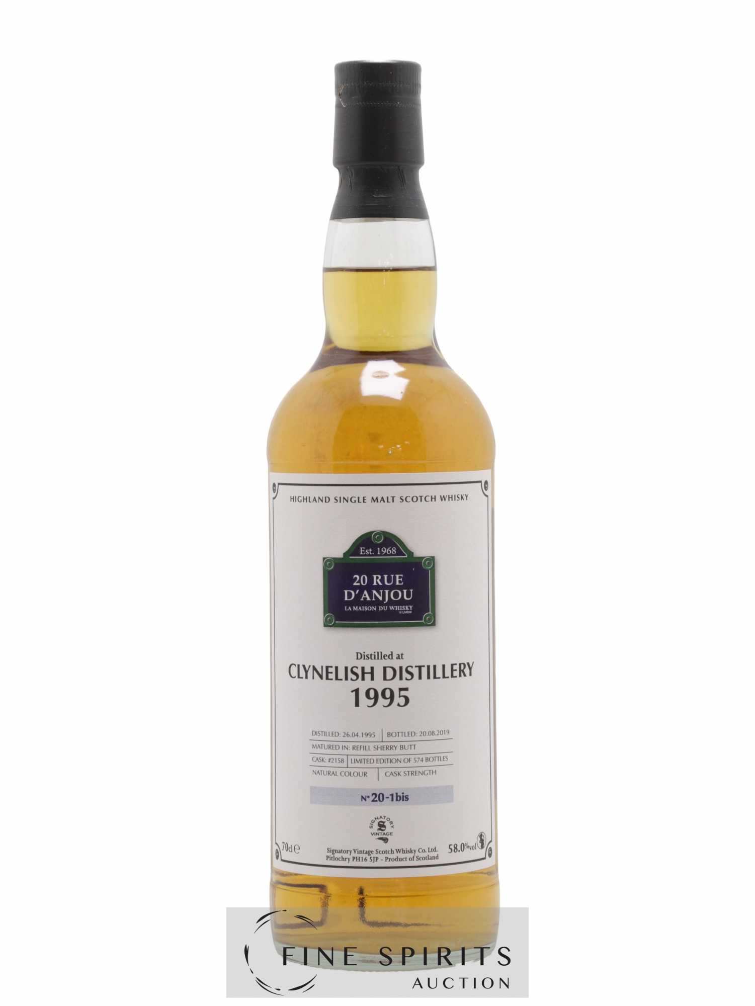 Clynelish 24 years 1995 Signatory Vintage 20 Rue D'Anjou Cask n°2158 - One of 574 - bottled 2019