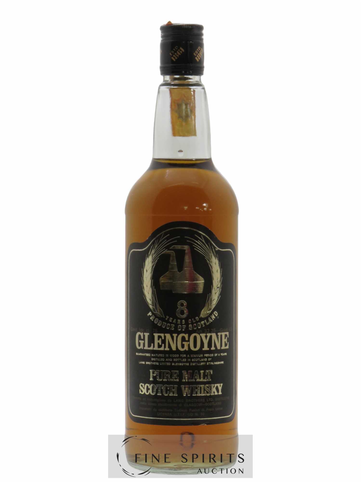 Glengoyne 8 years Of. Pure Malt Scotch Whisky Lang Brothers Limited Double Golden Pot Still