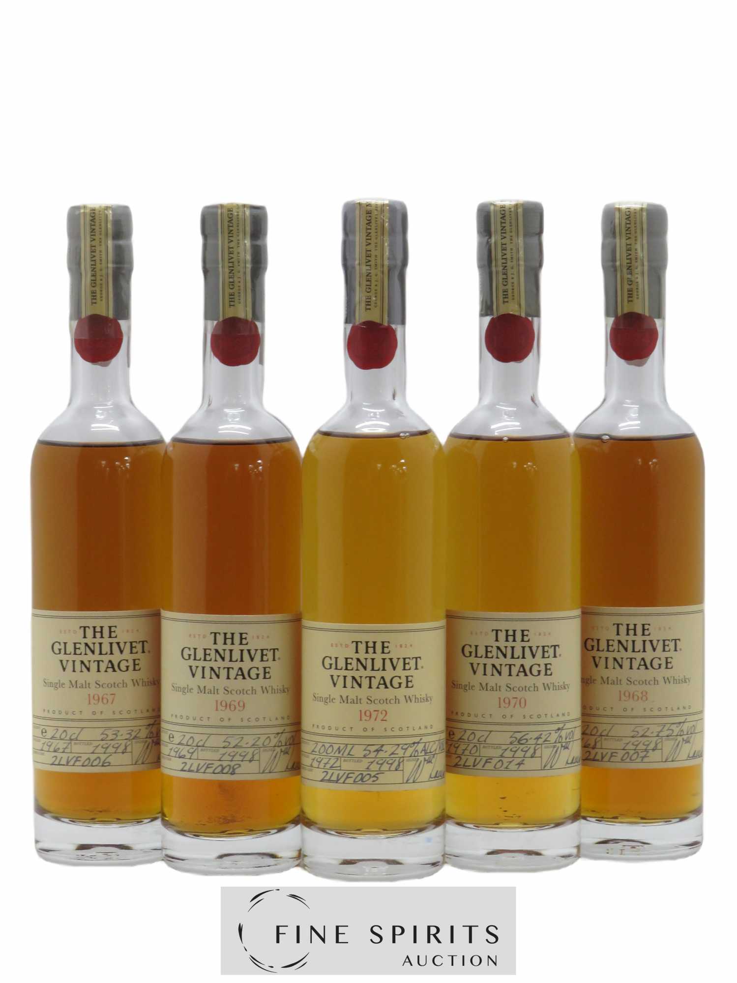 Glenlivet Of. 5x20cl Wooden Box 1967-1972 Vintage Single Malt Scotch Whisky