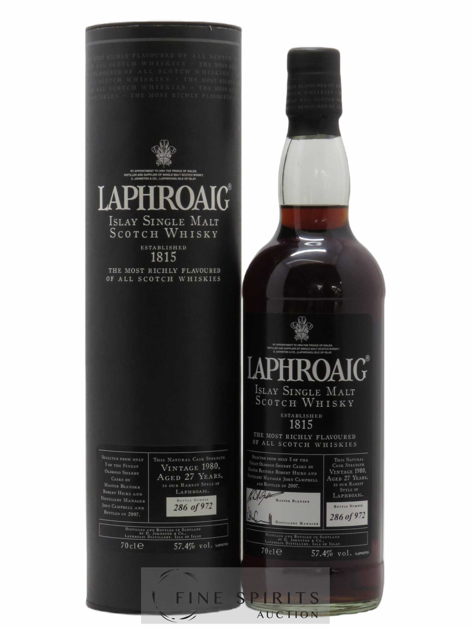 Laphroaig 27 years 1980 Of. Oloroso Sherry Cask Limited Edition 972 Botlles Vintage Black Label