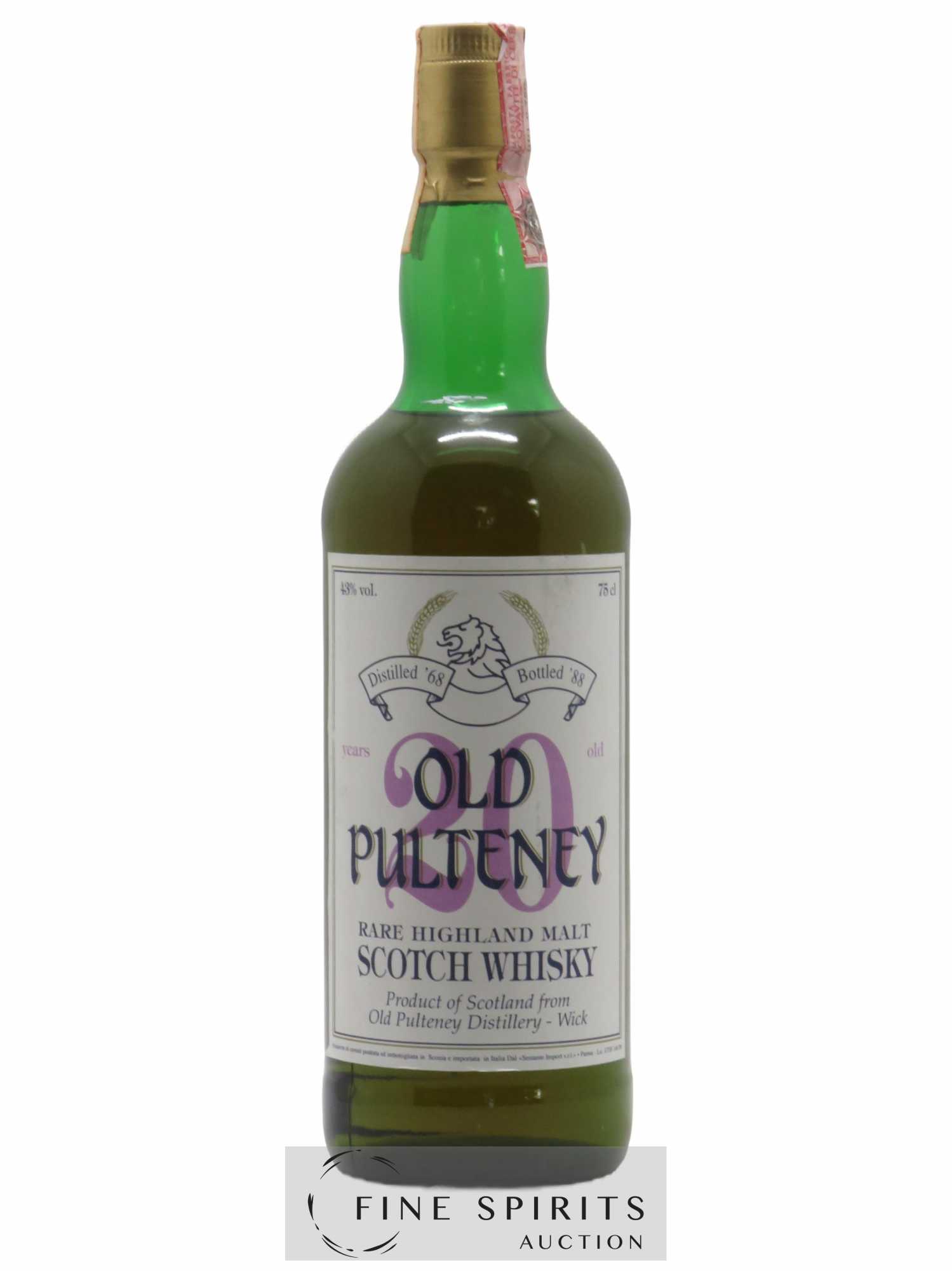 Old Pulteney 20 years 1968 Sestante Rare Highland Malt bottled 1988