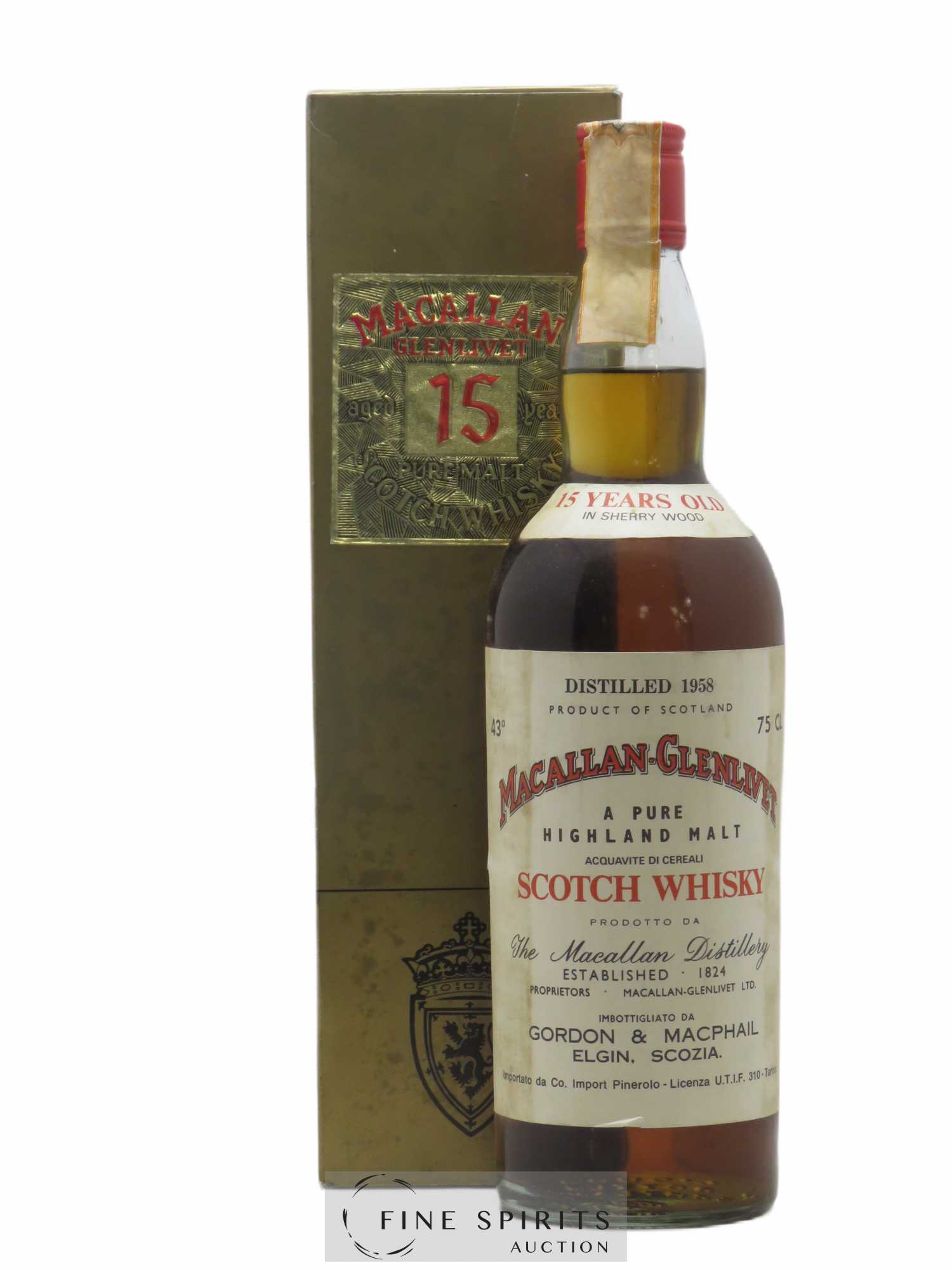 Macallan-Glenlivet 15 years 1958 Gordon & Macphail Sherry Wood Pinerolo Import