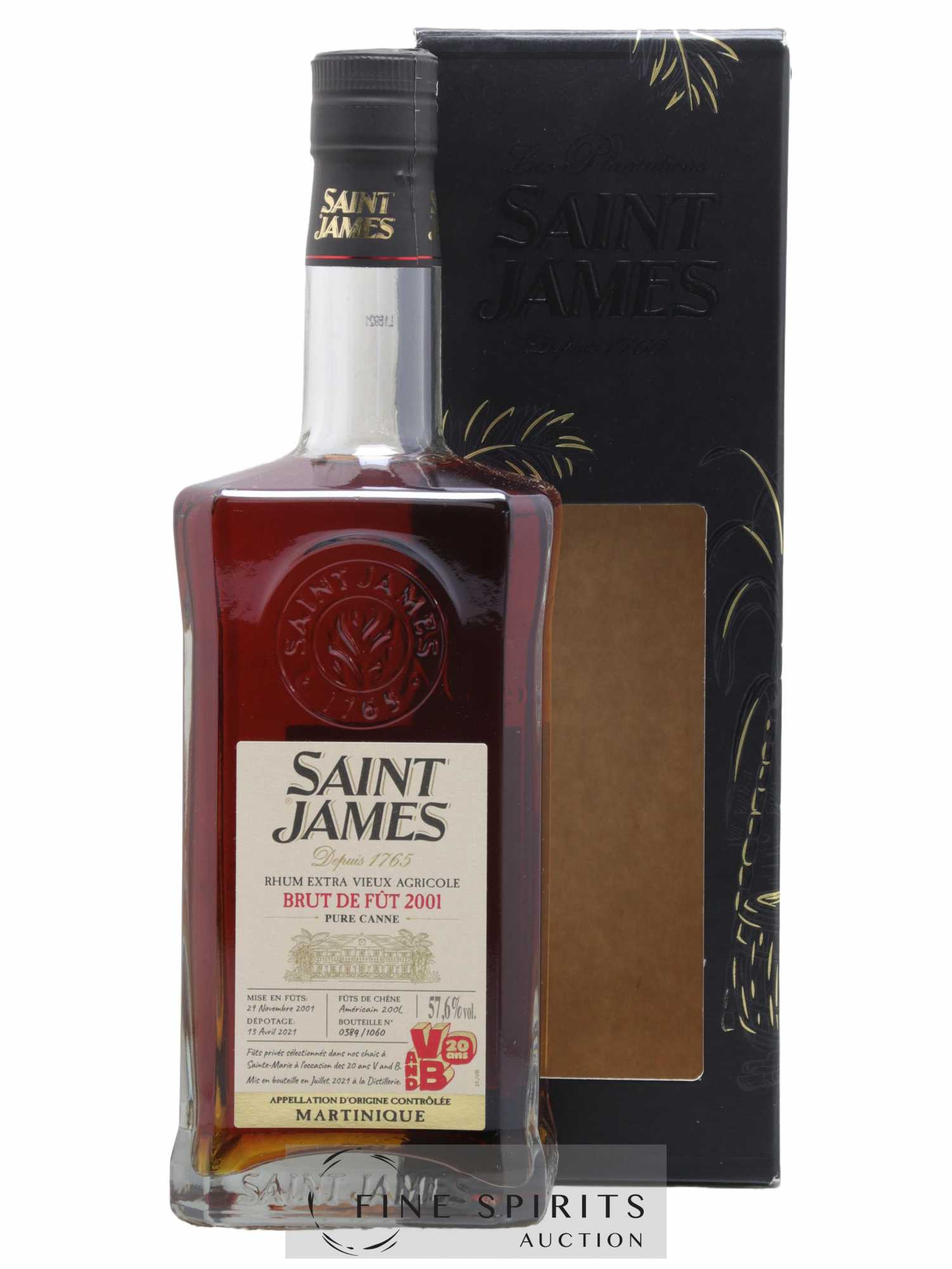 Saint James 2001 Of. Brut de Fût One of 1060 - bottled 2021 V and B 20 ans