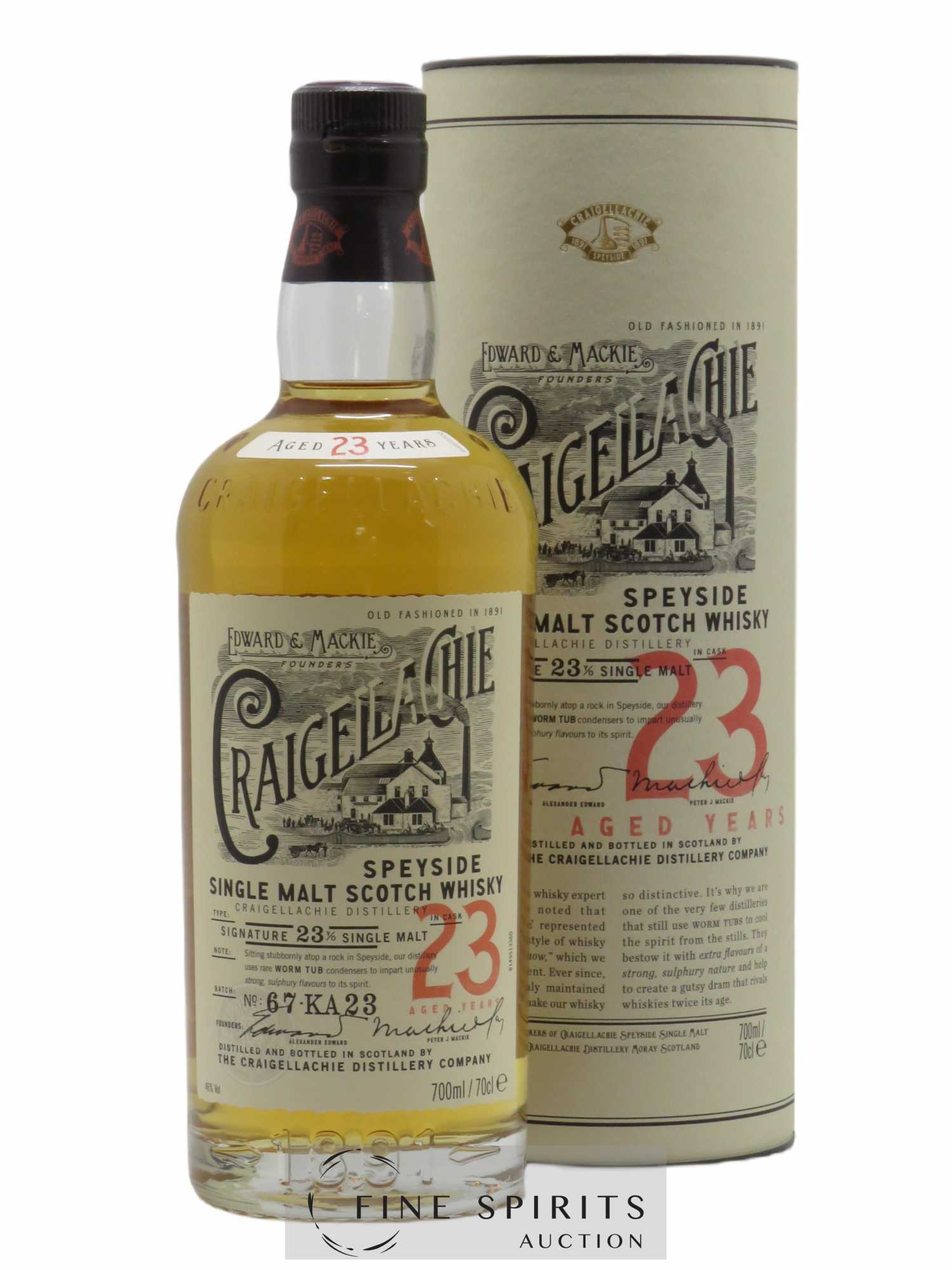 Craigellachie 23 years Of. Batch n° 67-KA23 Signature