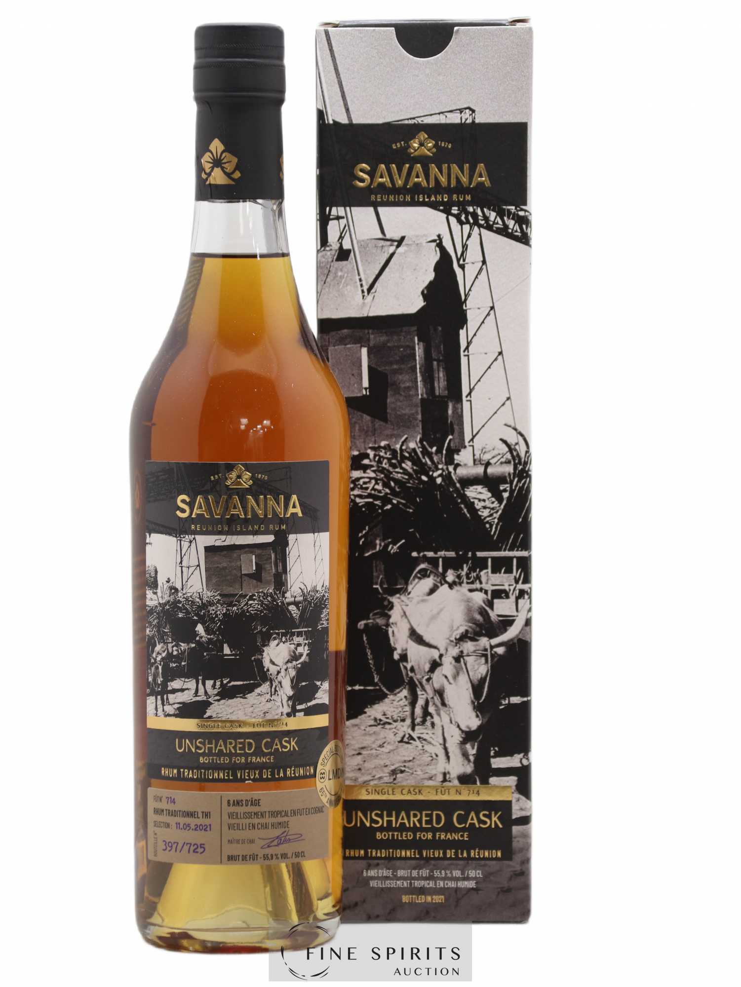 Savanna 6 years Of. Unshared Cask Fût n°714 - One of 725 bottled for France (50cl.)
