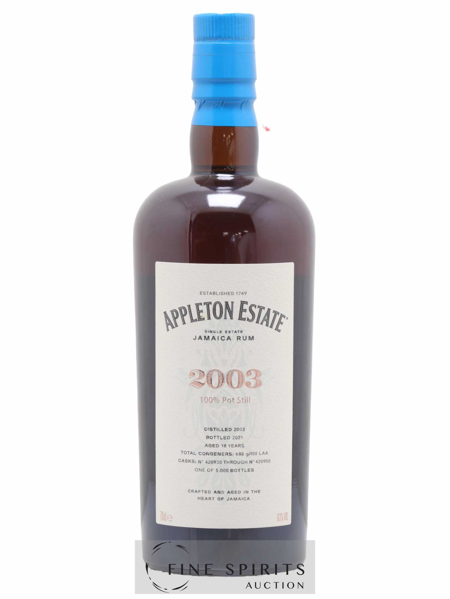 Appleton Estate 18 years 2003 Of. Pot Still Cask n°420930 through n°420950 - One of 5000 - bottled 2021 Hearts Collection