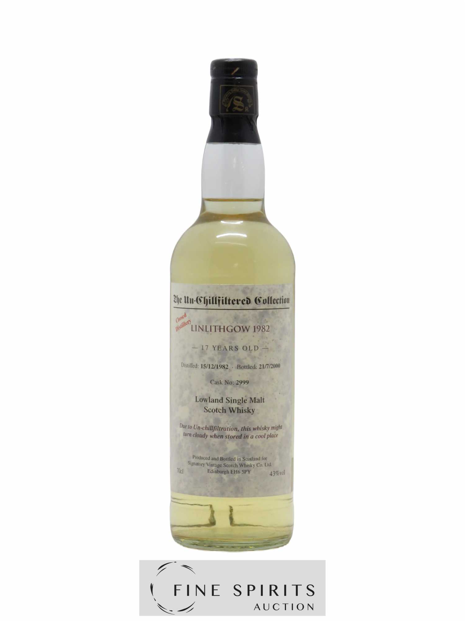 Linlithgow 17 years 1982 Signatory Vintage Cask n° 2999 - bottled 2000 The Un-Chillfiltered Collection