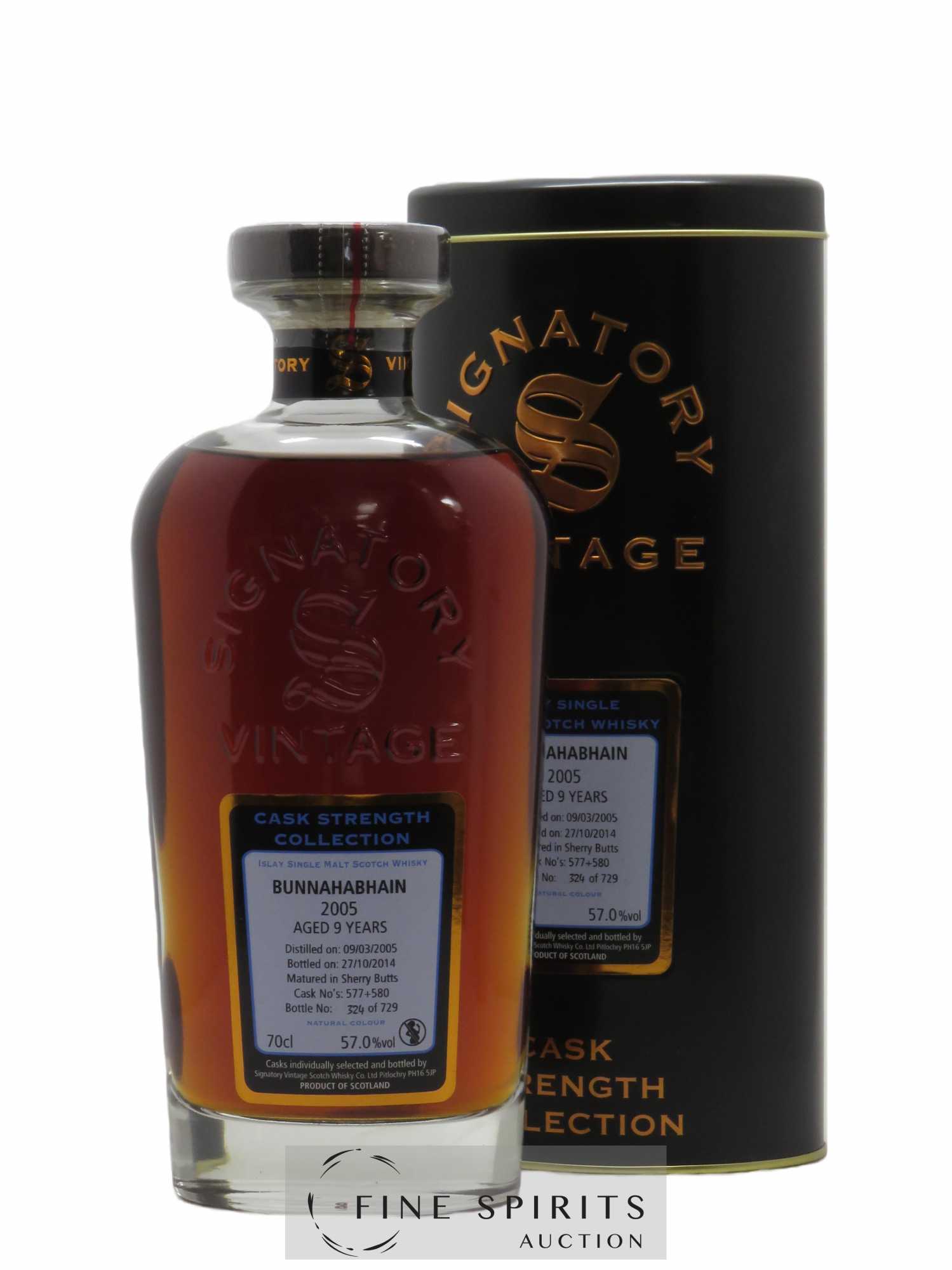 Bunnahabhain 9 years 2005 Signatory Vintage Sherry Butt Cask n577 580 - One of 729 - bottled 2014 Cask Strength Collection