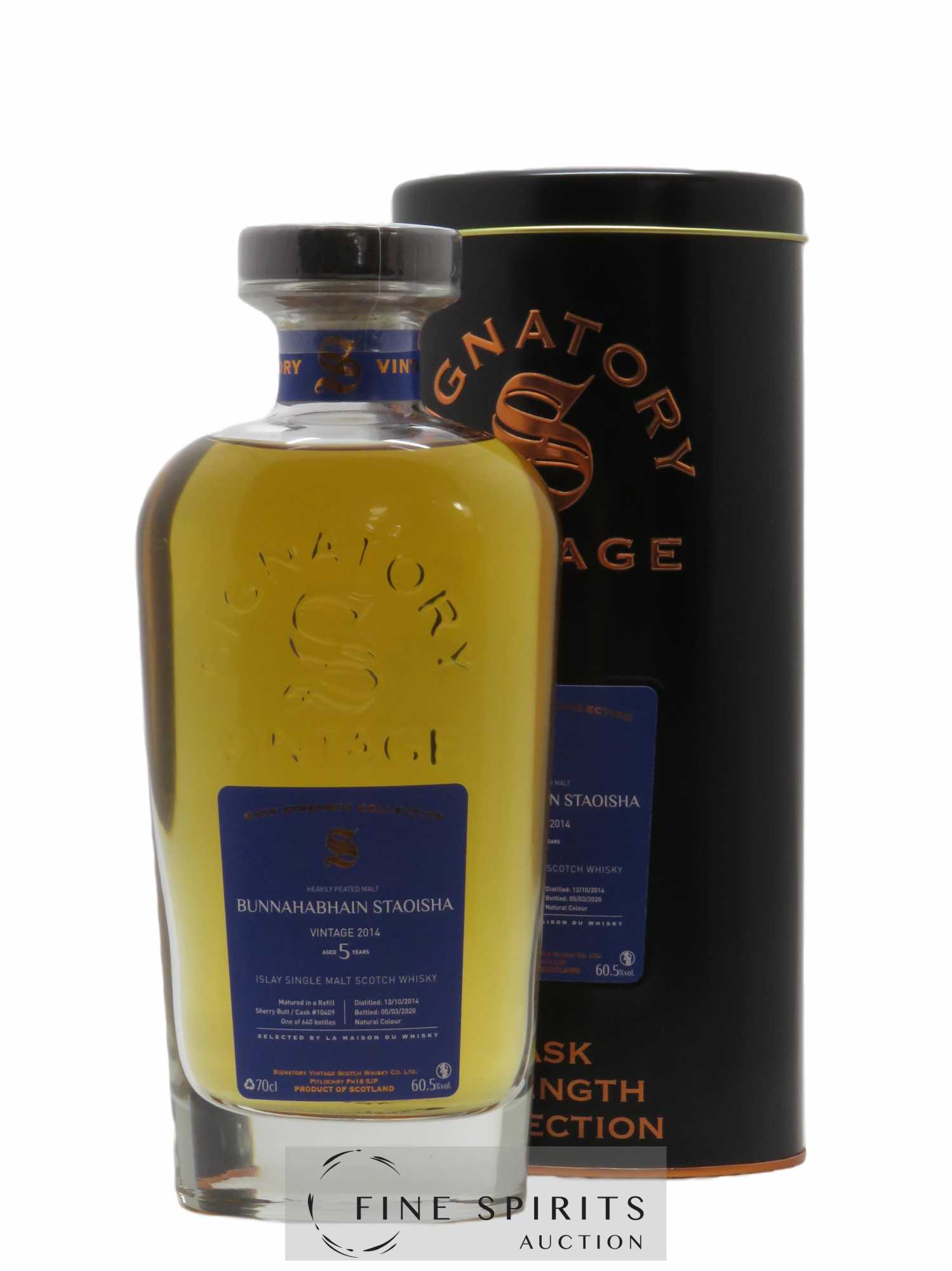 Bunnahabhain Staoisha 5 years 2014 Signatory Vintage Sherry Butt Cask n°10409 - One of 640 - bottled 2020 Cask Strength Collection