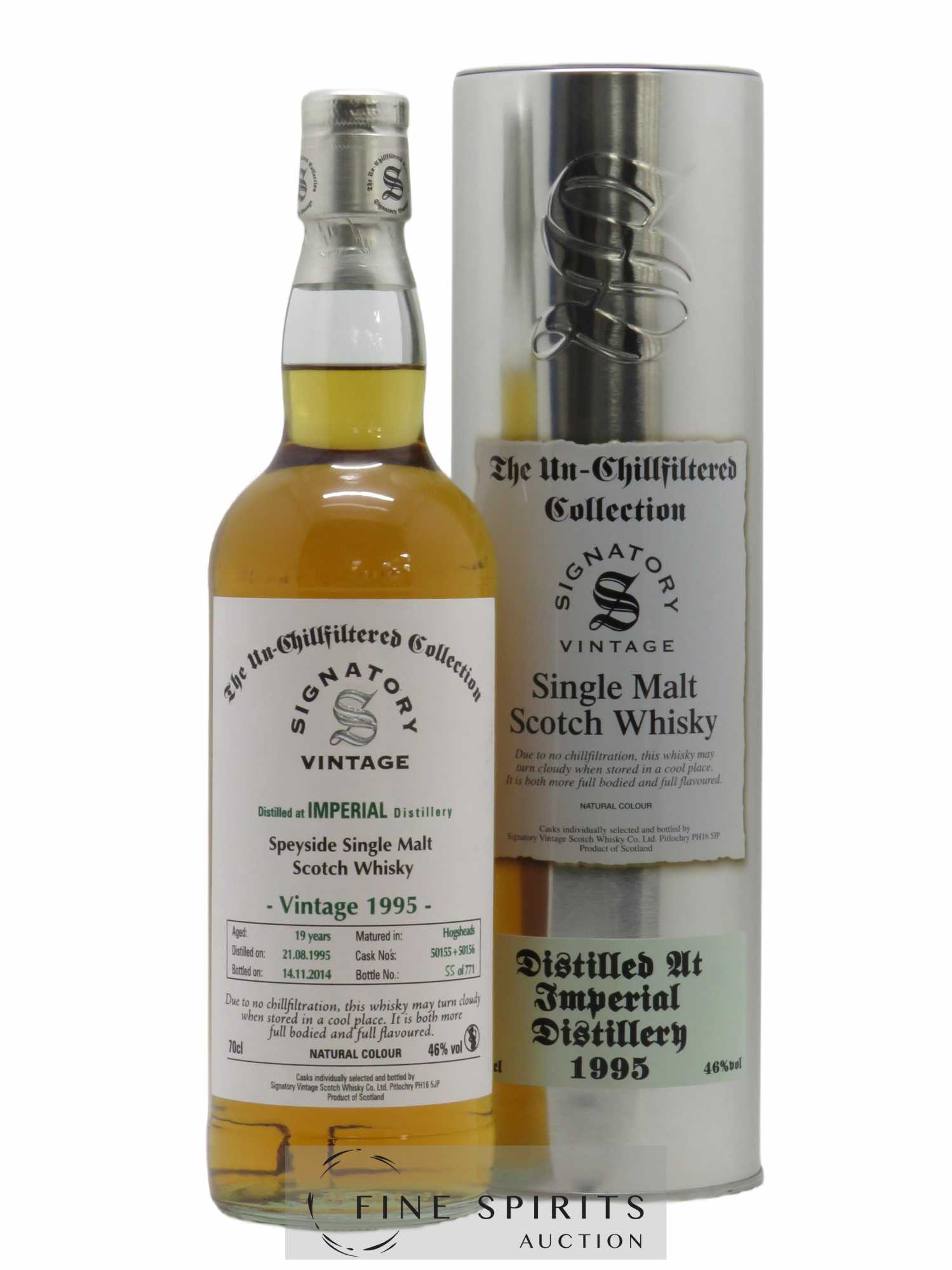 Imperial 19 years 1995 Signatory Vintage Hogshead Cask n°50155-56 - One of 771 - bottled 2014 The Un-Chillfiltered Collection
