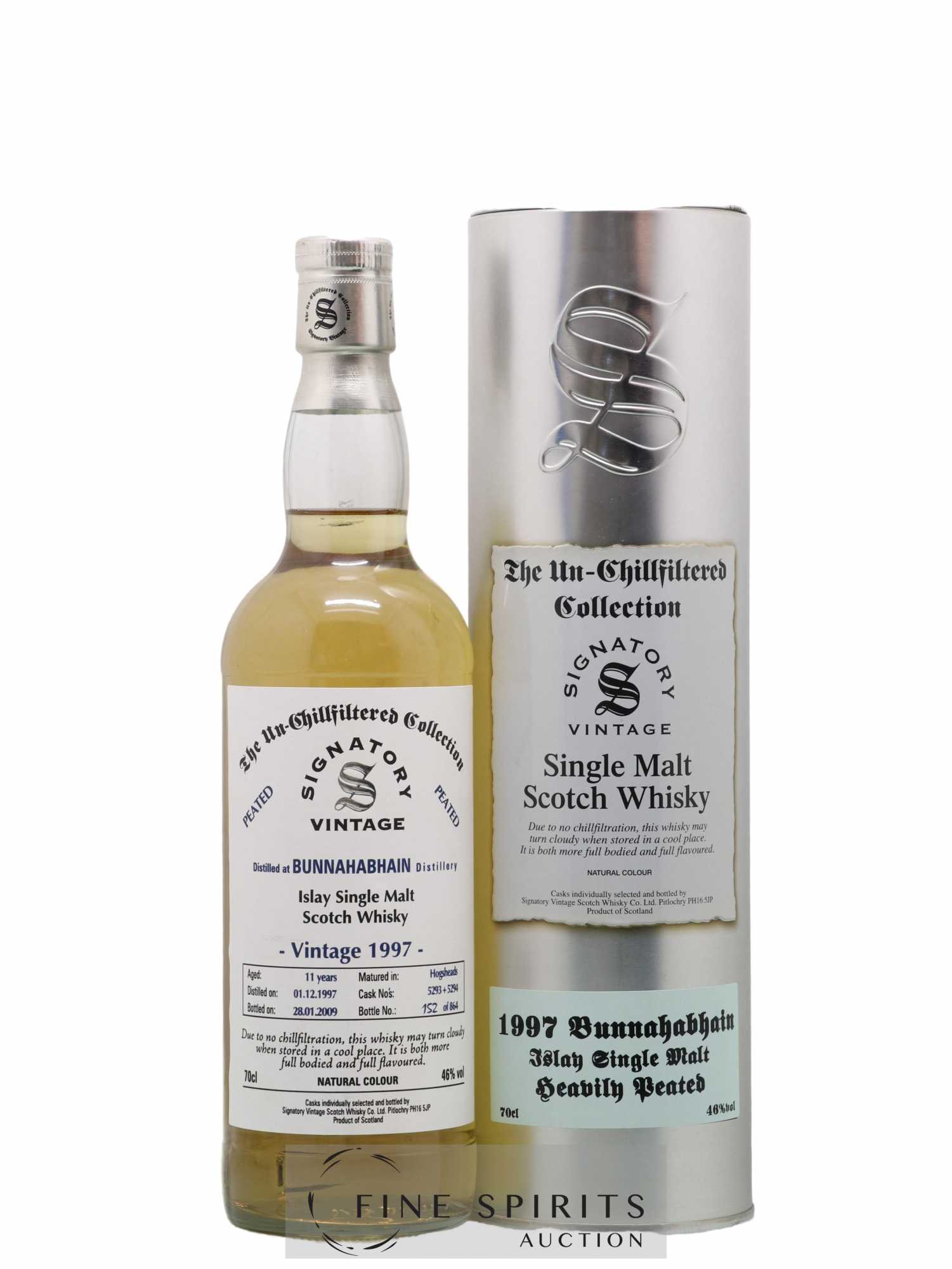 Bunnahabhain 11 years 1997 Signatory Vintage Hogsheads Casks n°5293-5294 - One of 864 - bottled 2009 The Un-Chillfiltered Collection