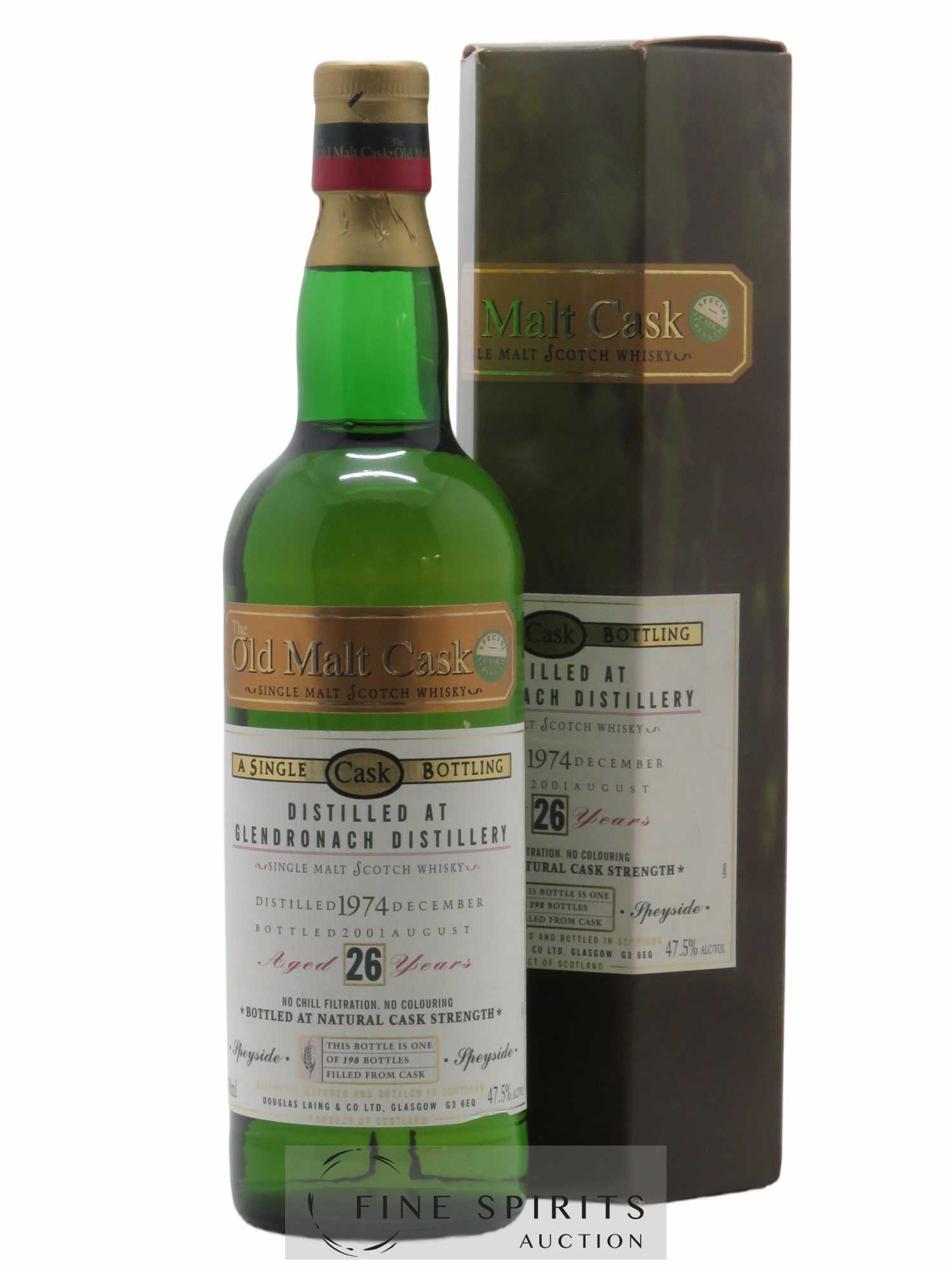 Glendronach 26 years 1974 Douglas Laing Single Cask One of 198 - bottled 2001 Old Malt Cask