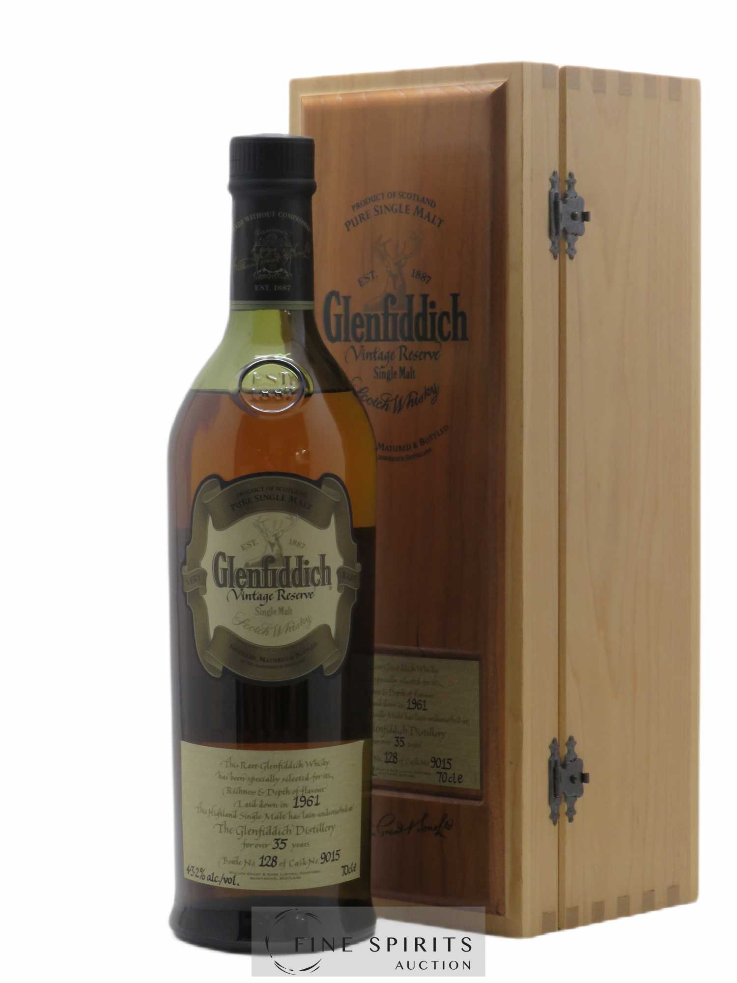 2 bouteilles de WHISKY : 1 GLENFIDDICH 18 ans d'âge N° 8…