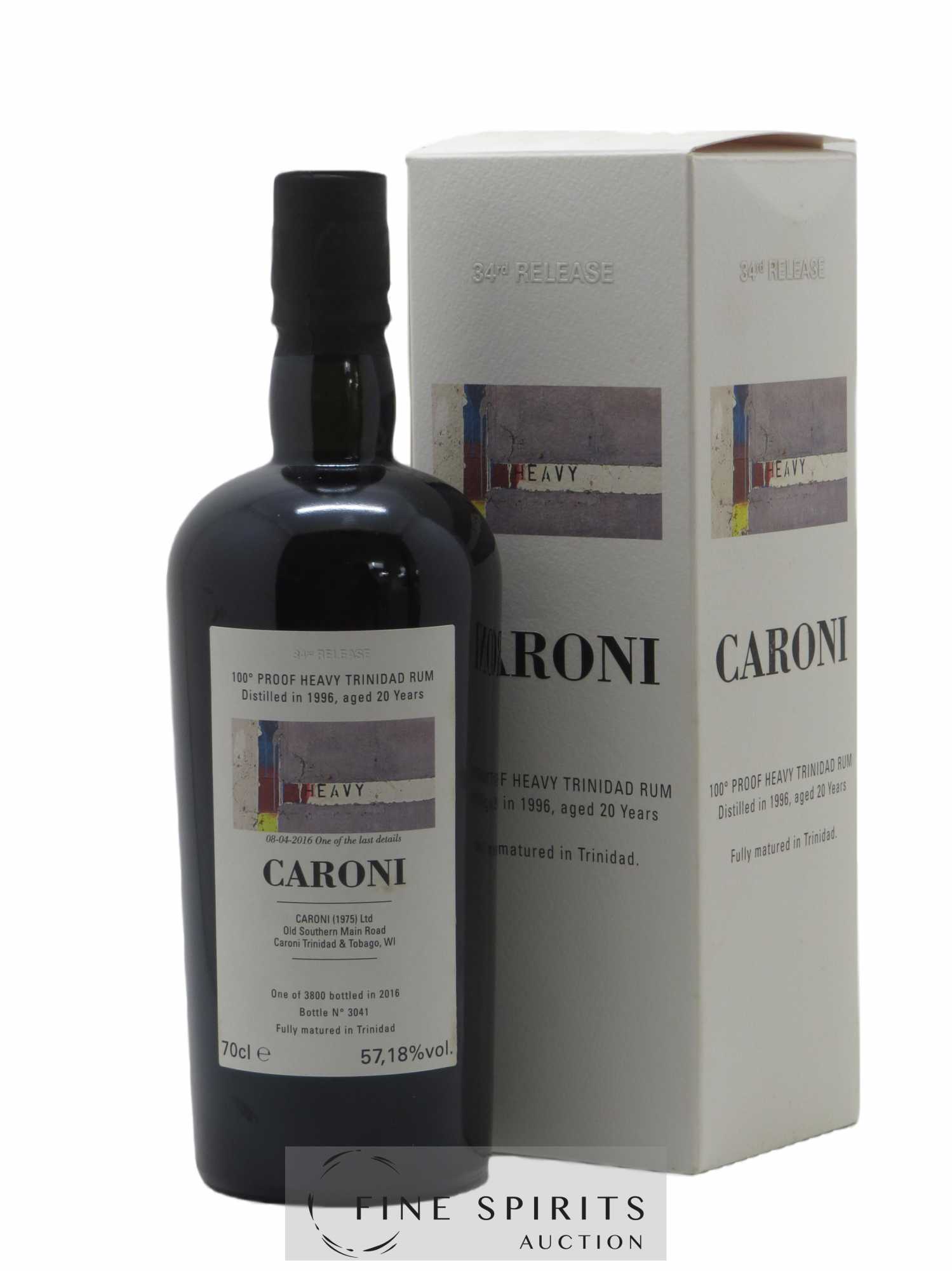 Caroni 20 years 1996 Velier The Heavy Wall 100° Proof 34th Release - One of 3800 - bottled 2016 Special Release