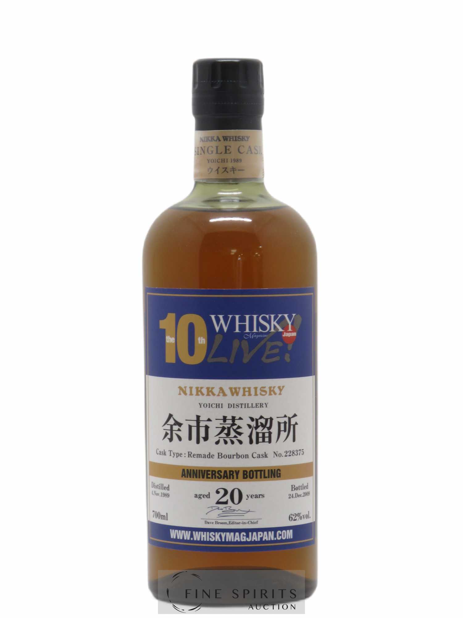 Yoichi 20 years 1989 Of. The 10th Whisky Live Remade Bourbon Cask n°228375 - bottled 2009 Anniversary Bottling