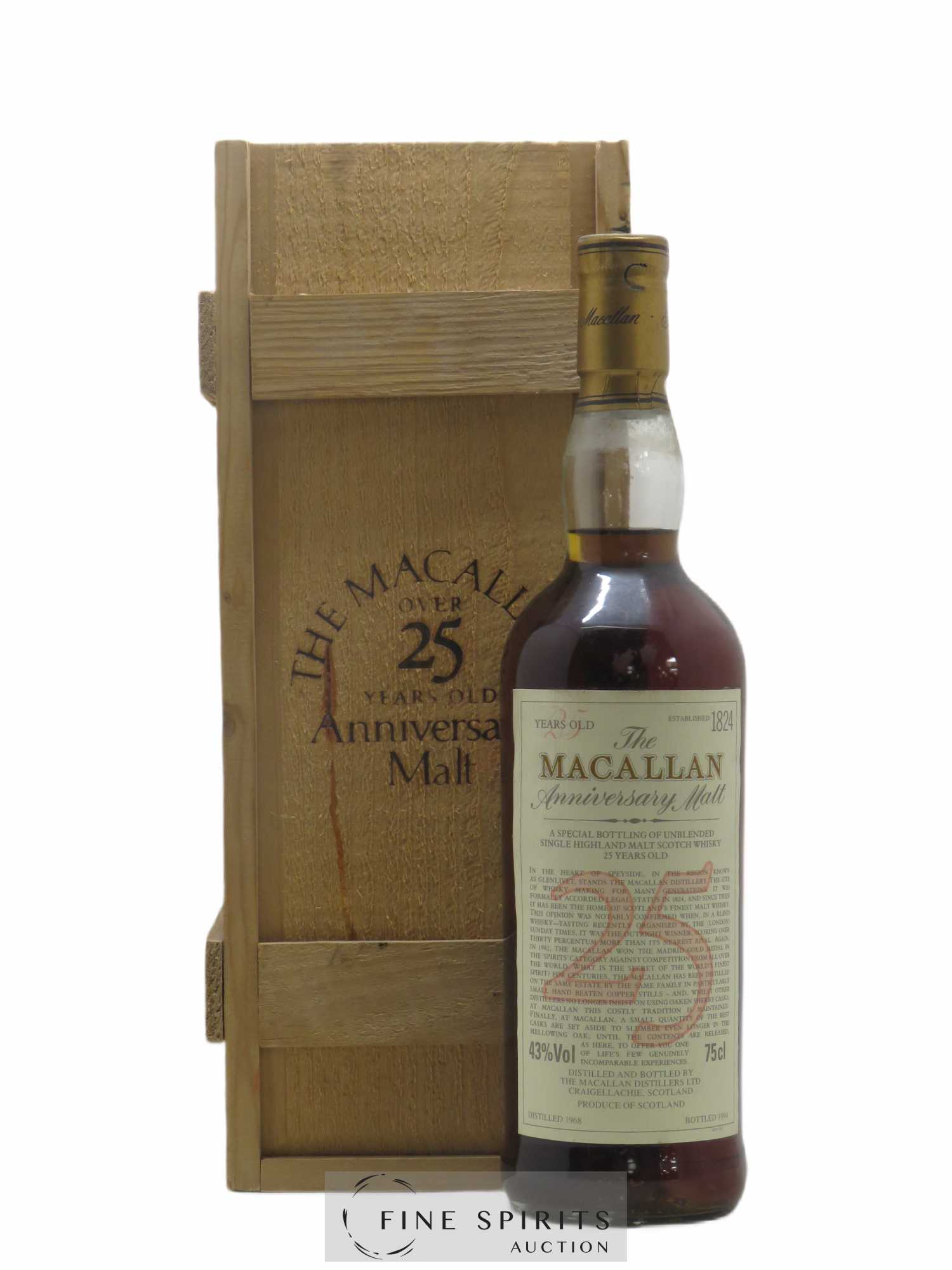 Macallan (The) 25 years 1968 Of. Anniversary Malt bottled 1994 Special Bottling (75cl.)