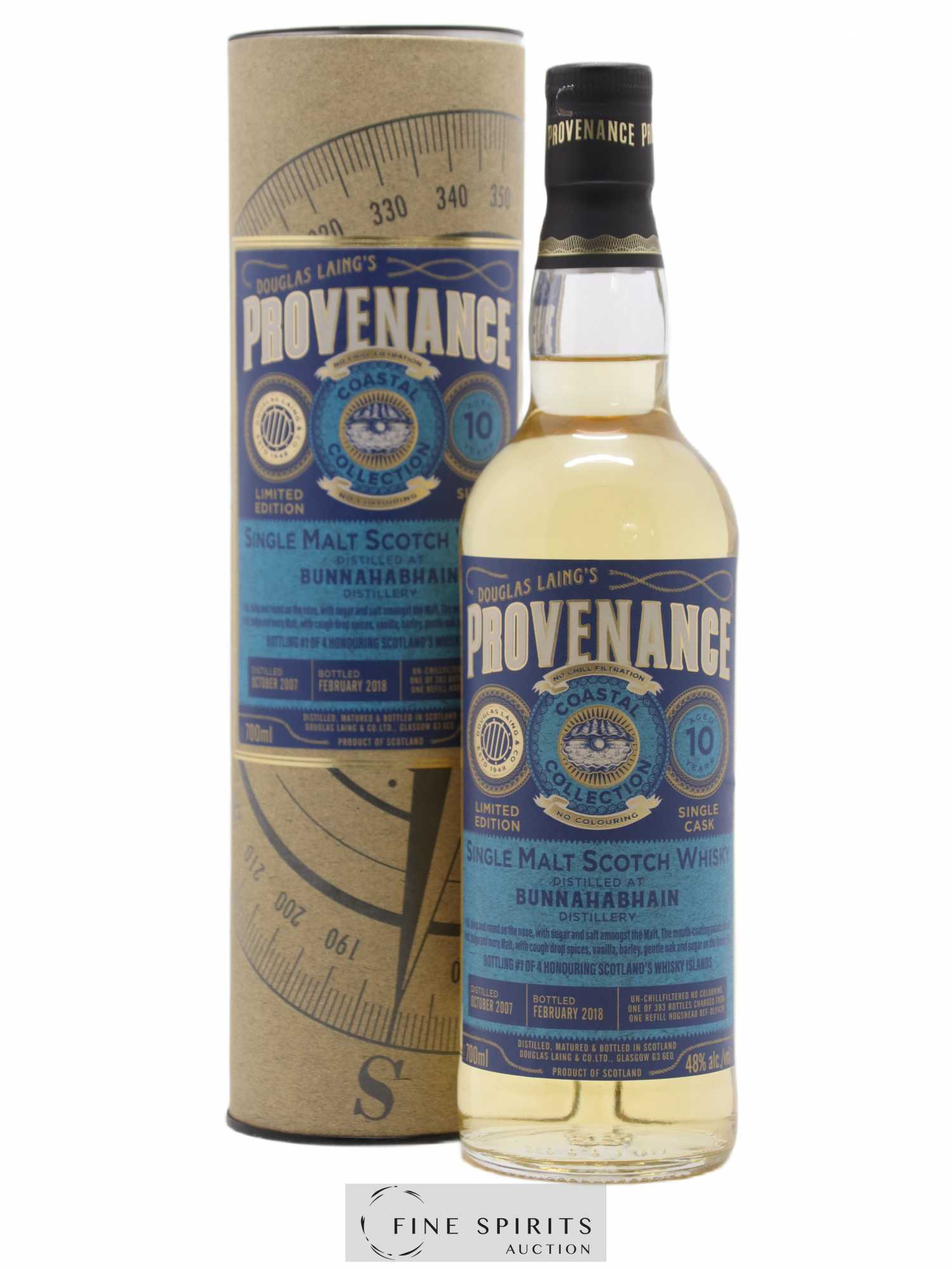 Bunnahabhain 10 years 2007 Douglas Laing Provenance Hogshead n°DL11420 - One of 383 - bottled 2018 Coastal Collection