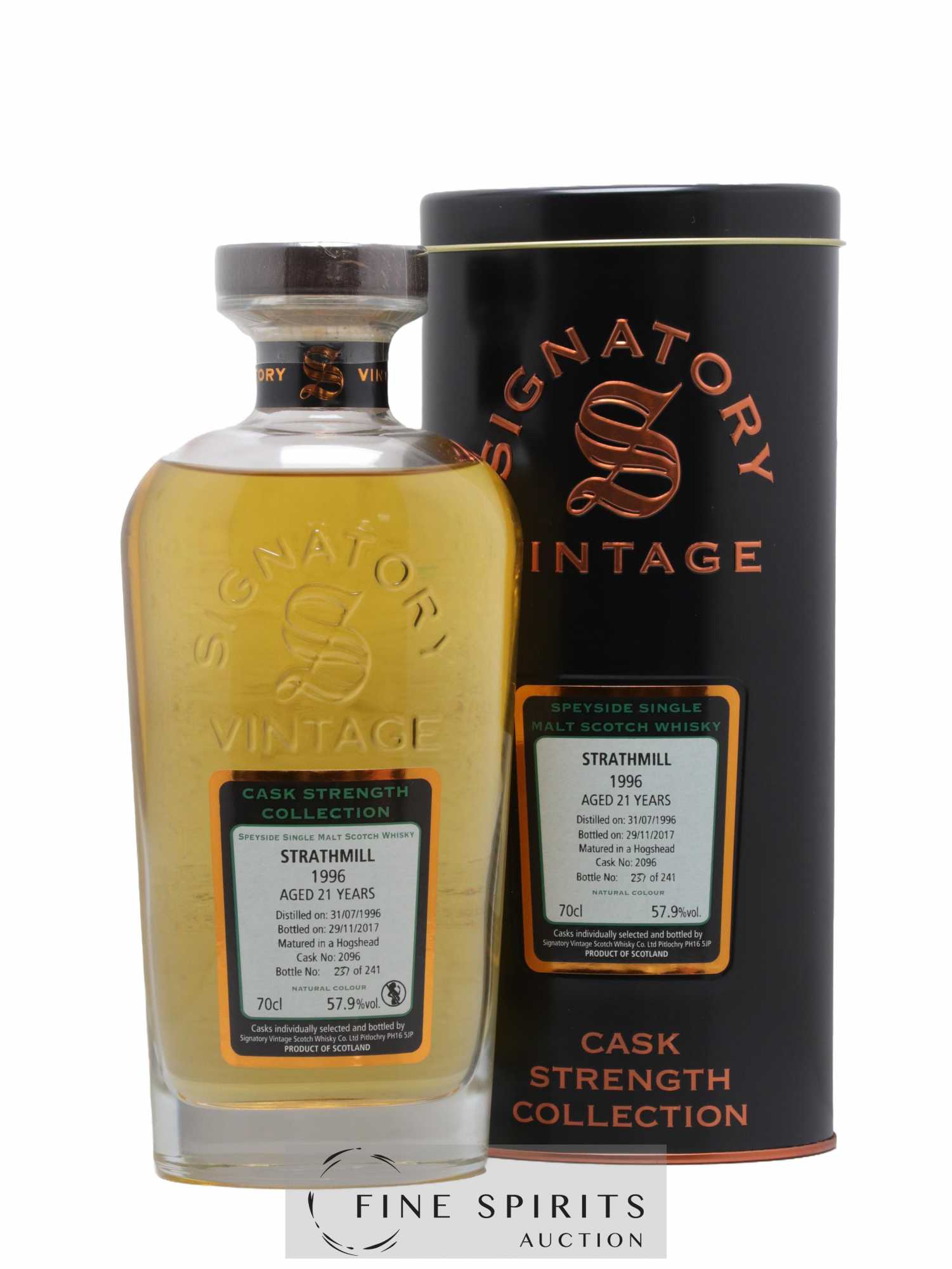 Strathmill 21 years 1996 Signatory Vintage Hogshead Cask n°2096 - One of 241 - bottled 2017 Cask Strength Collection