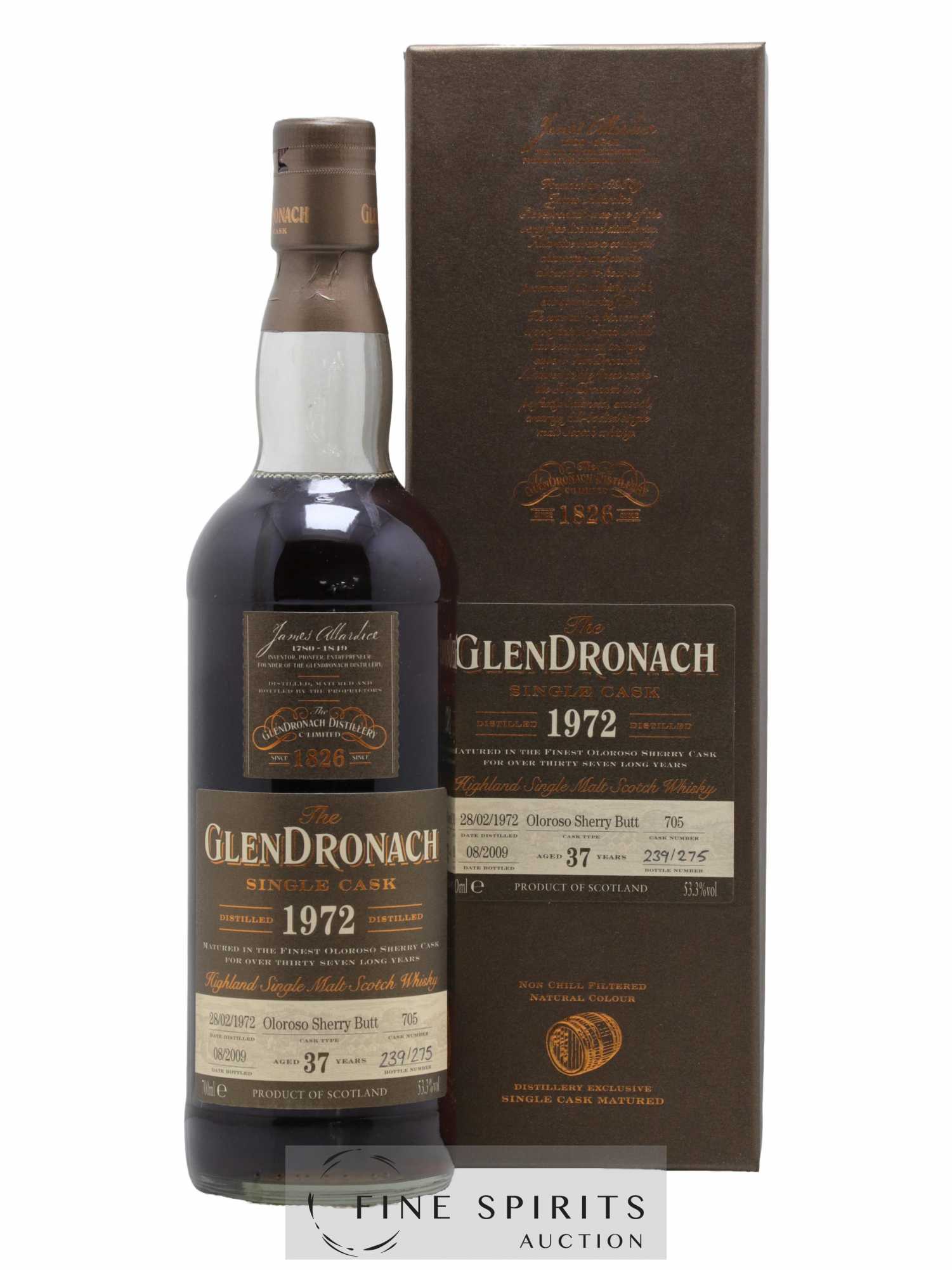 The Glendronach 37 years 1972 Of. Single Cask n°705 - One of 275 - bottled 2009