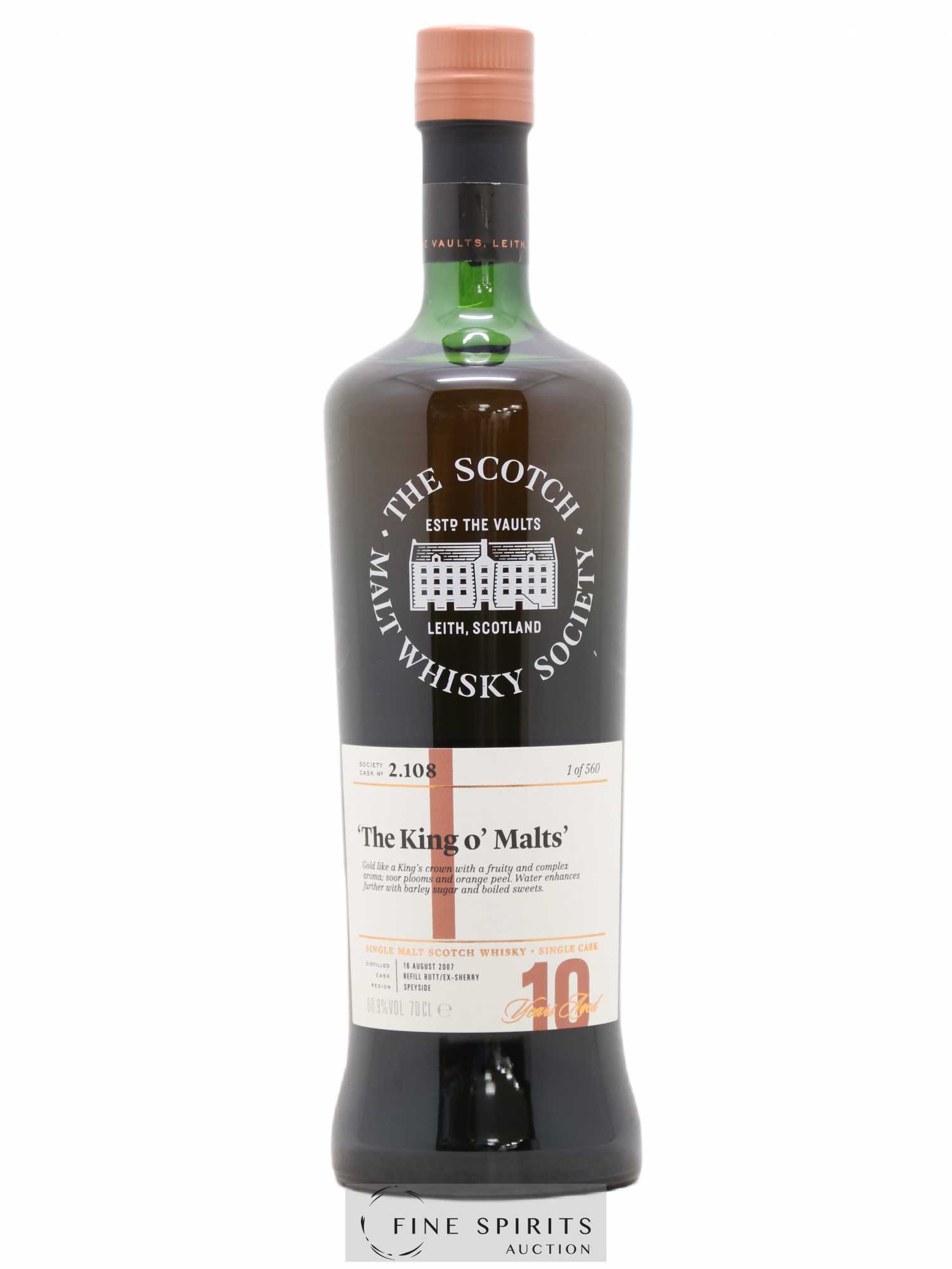 The King O' Malts' 10 years 2007 The Scotch Malt Whisky Society Cask n°2.108 - One of 560