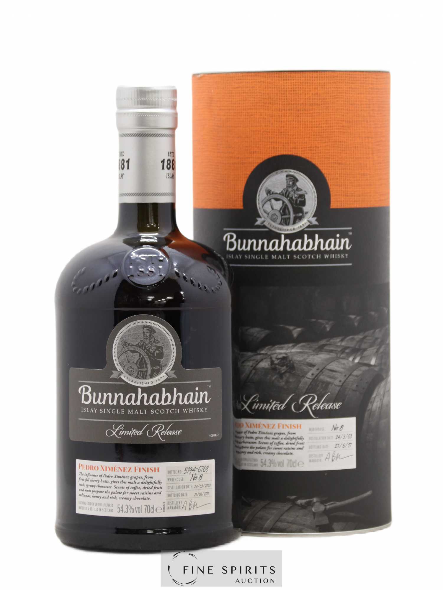 Bunnahabhain 2003 Of. Pedro Ximénez Finish One of 6768 - bottled 2017 Limited Release