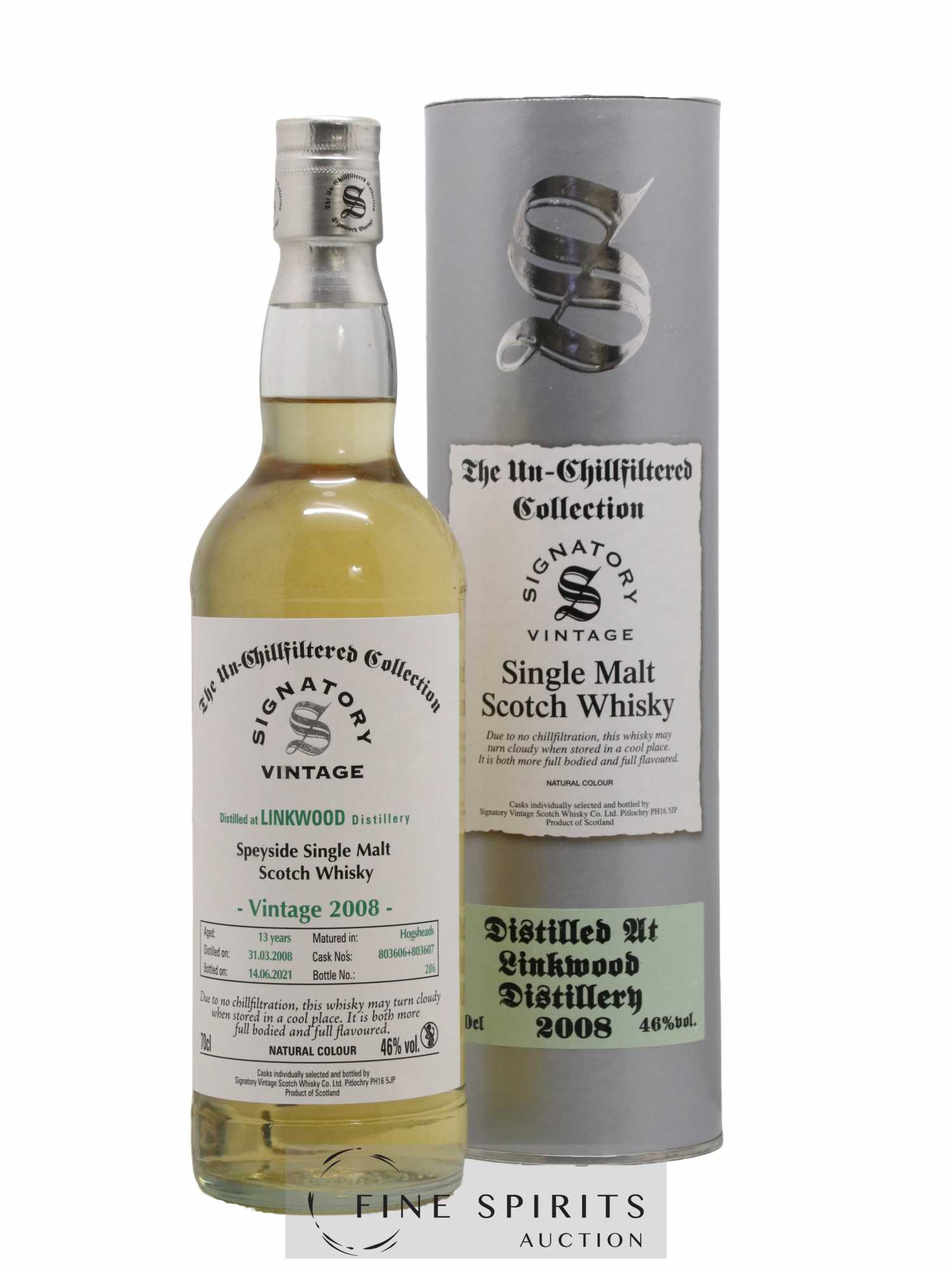 Linkwood 13 years 2008 Signatory Vintage Casks n°803606-7 - One of 286 - bottled 2021 The Un-Chillfiltered Collection
