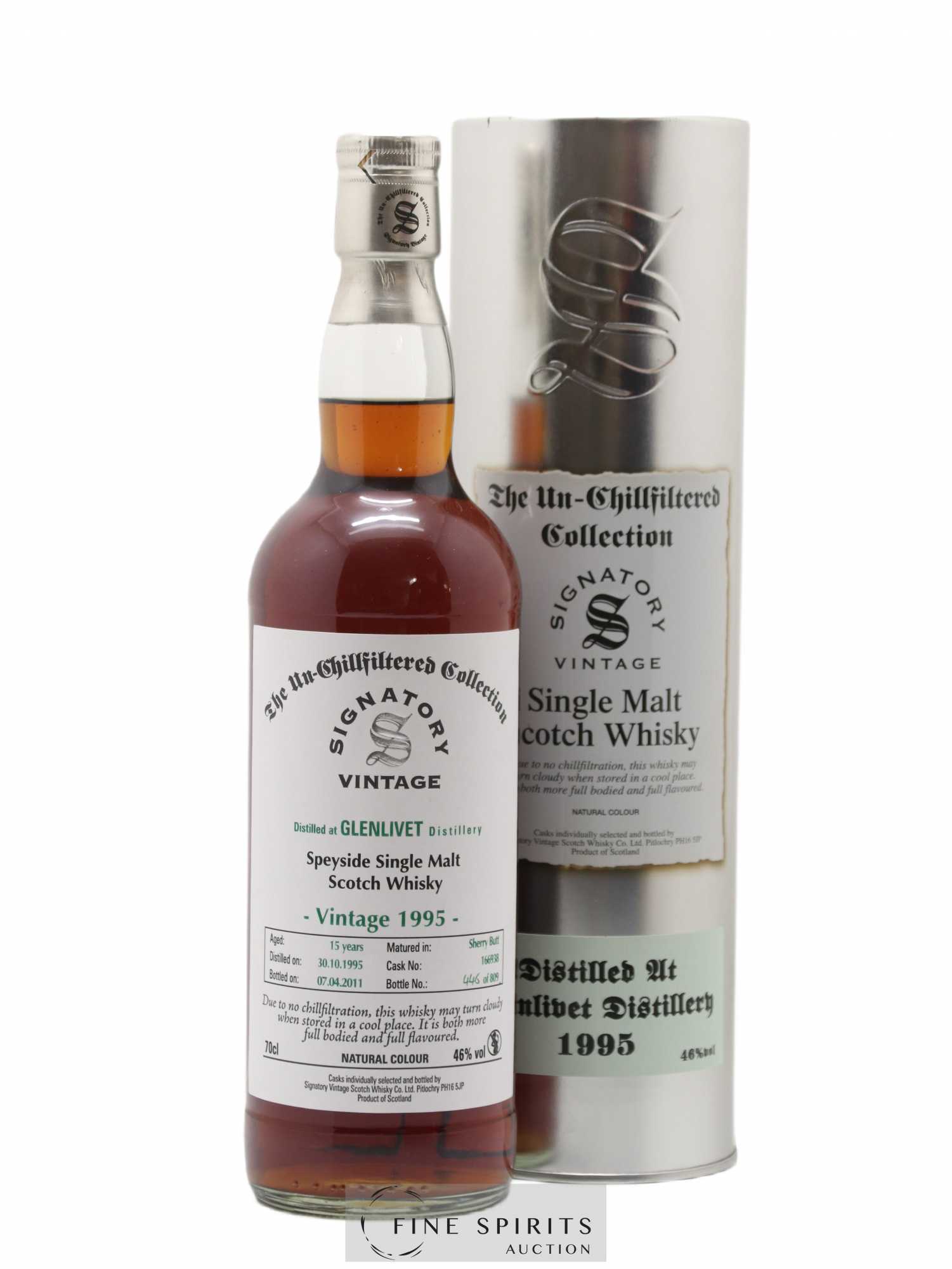 Glenlivet (The) 15 years 1995 Signatory Vintage Cask n°166938 - One of 809 - bottled 2011 The Un-Chillfiltered Collection