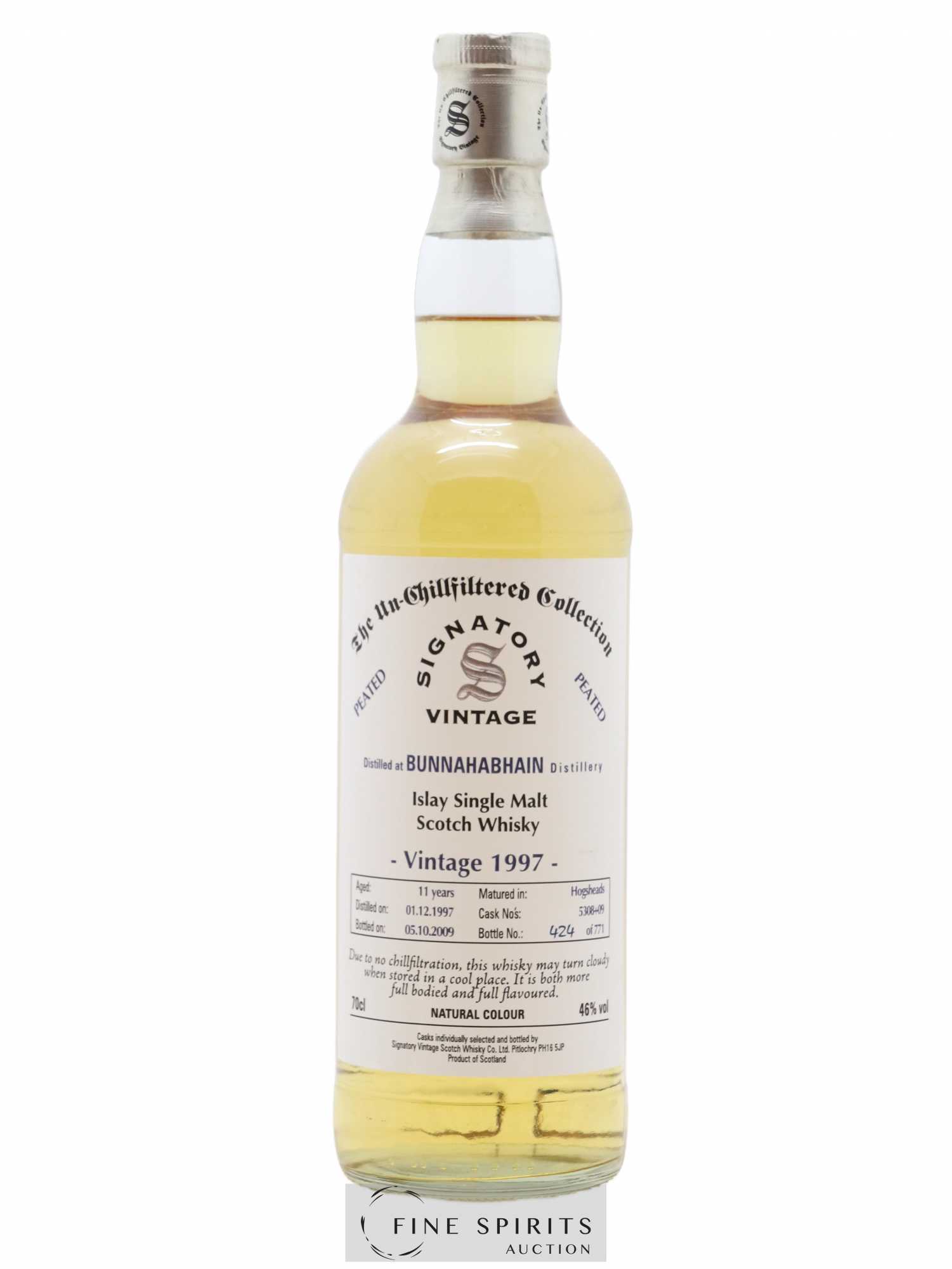 Bunnahabhain 11 years 1997 Signatory Vintage Hogsheads Casks n°5308-5309 - One of 771 - bottled 2009 The Un-Chillfiltered Collection