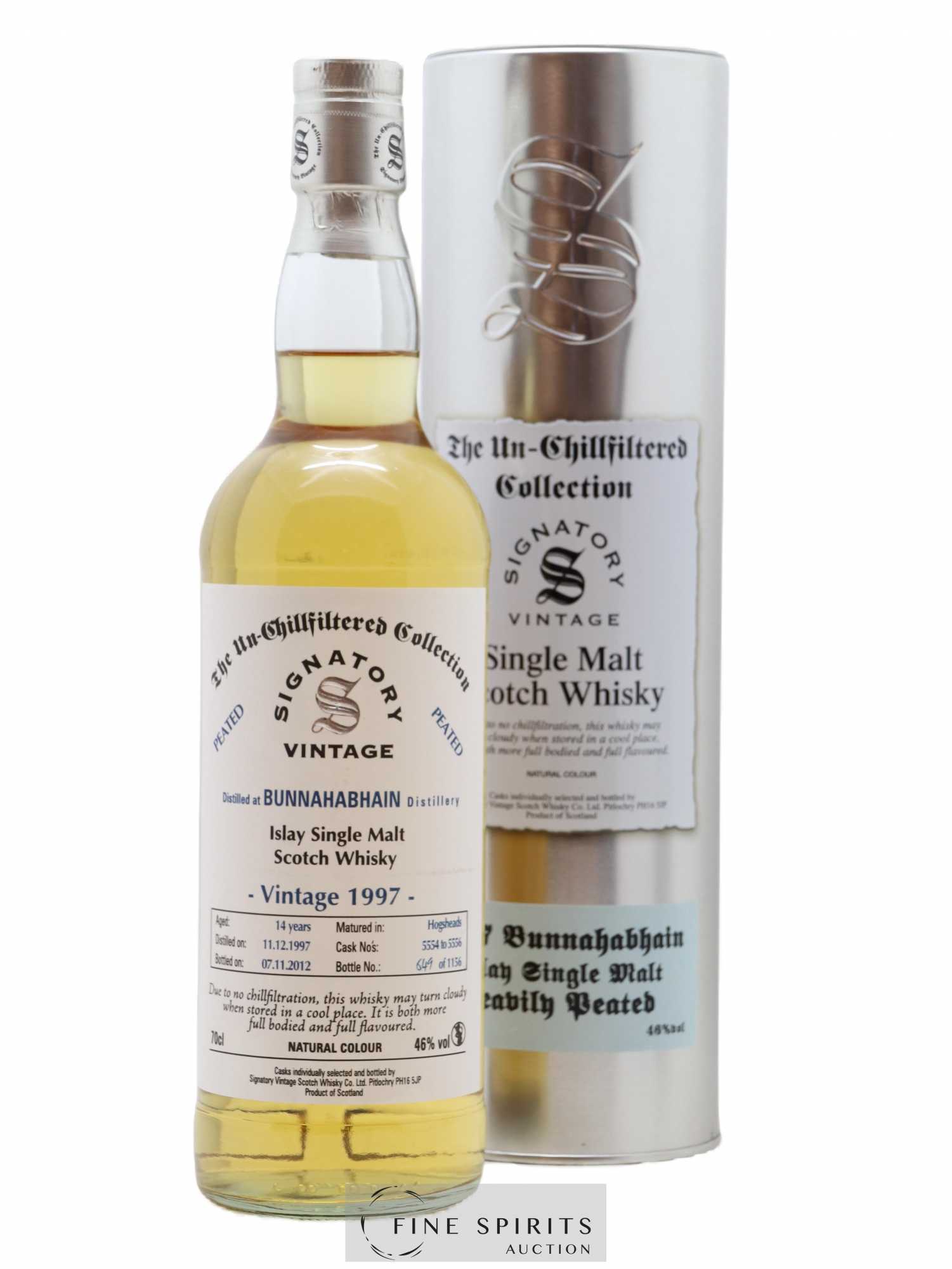 Bunnahabhain 14 years 1997 Signatory Vintage Peated Hogsheads Casks n°5554 to 5556 - One of 1156 - bottled 2012 The Un-Chillfiltered Collection