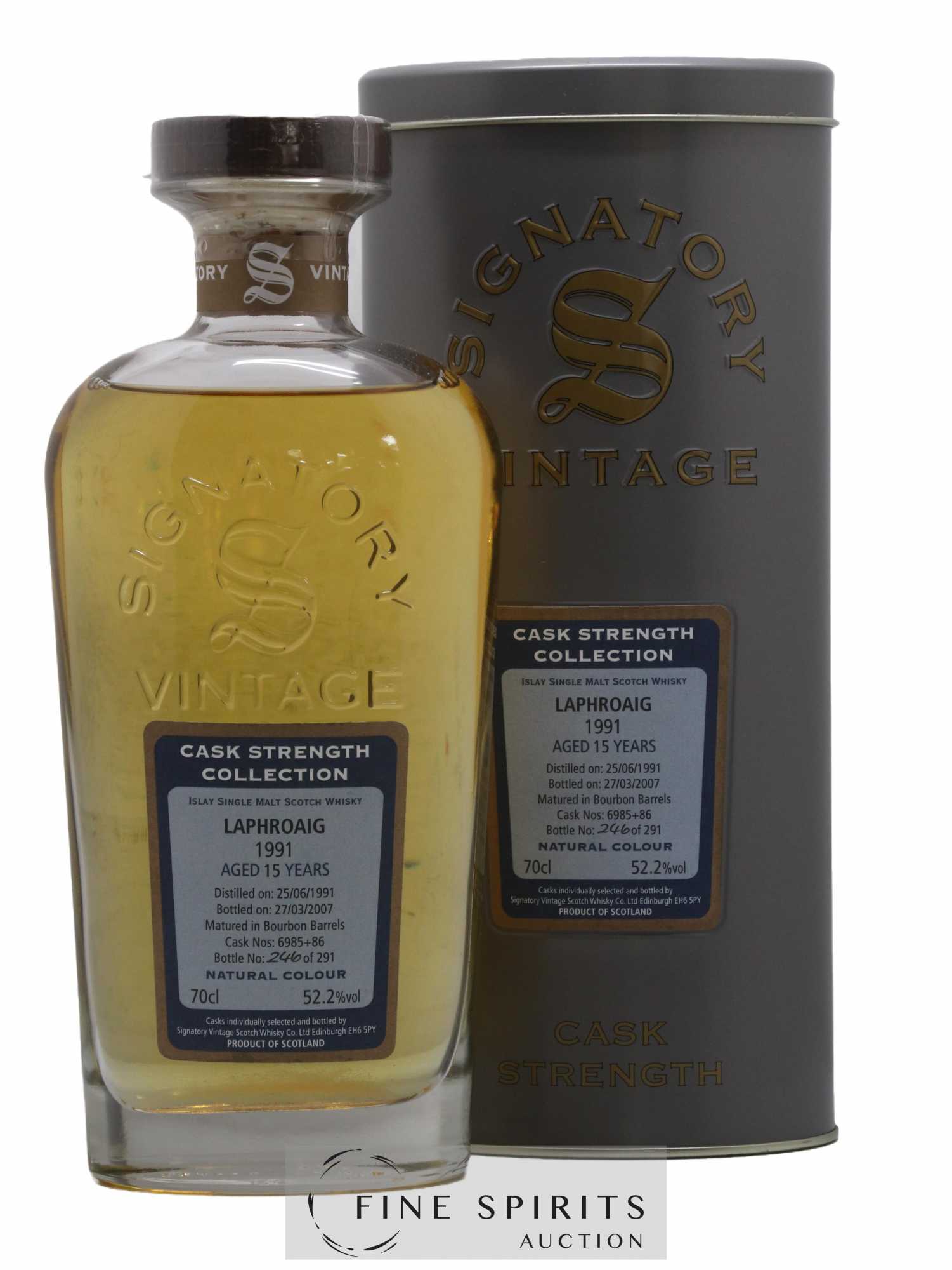 Laphroaig 15 years 1991 Signatory Vintage Bourbon Barrels n°6985-86 - One of 291 - bottled 2007 Cask Stre