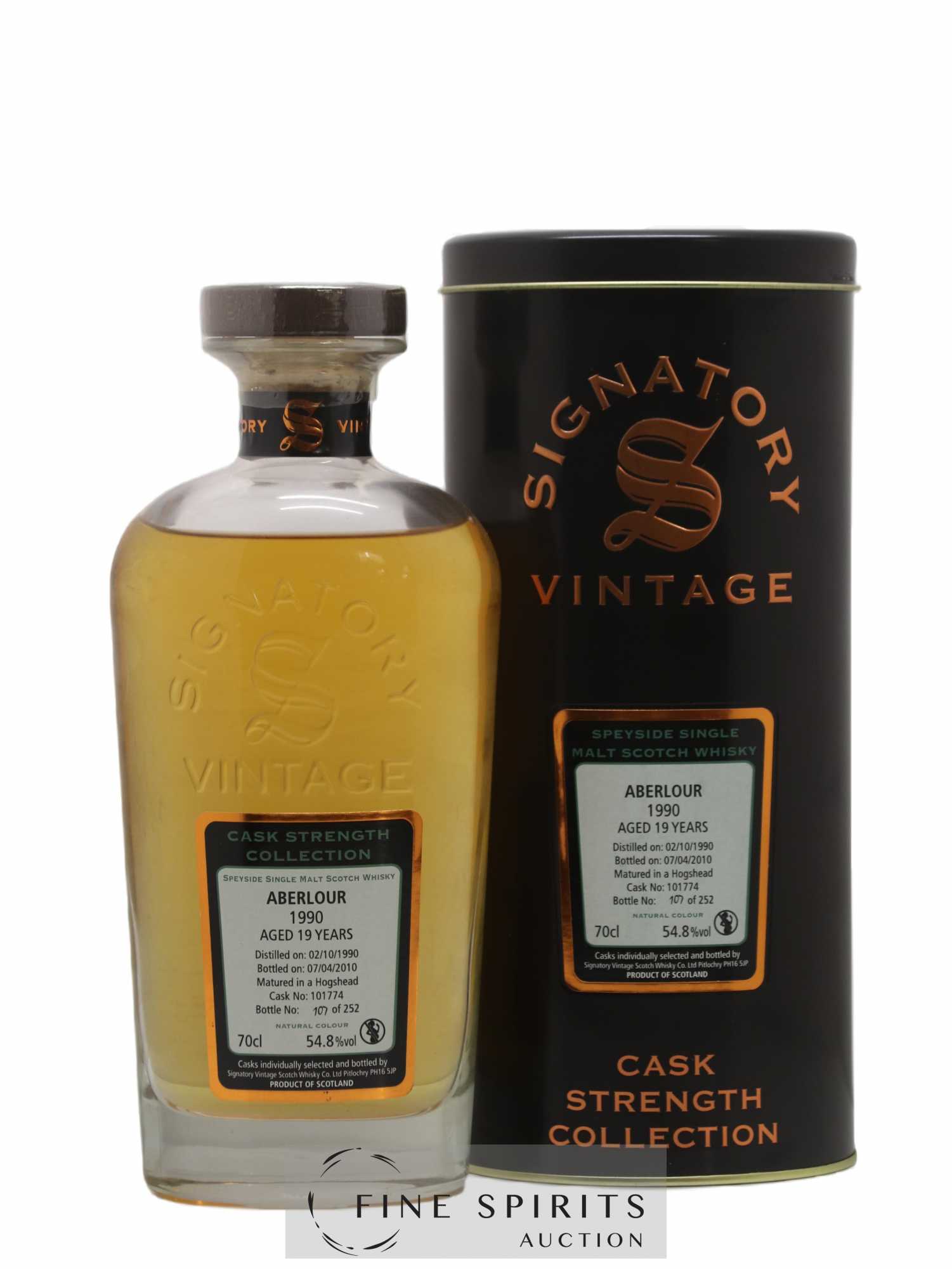 Aberlour 19 years 1990 Signatory Vintage Cask n°101774 - One of 252 - bottled 2010 Cask Strength Collection