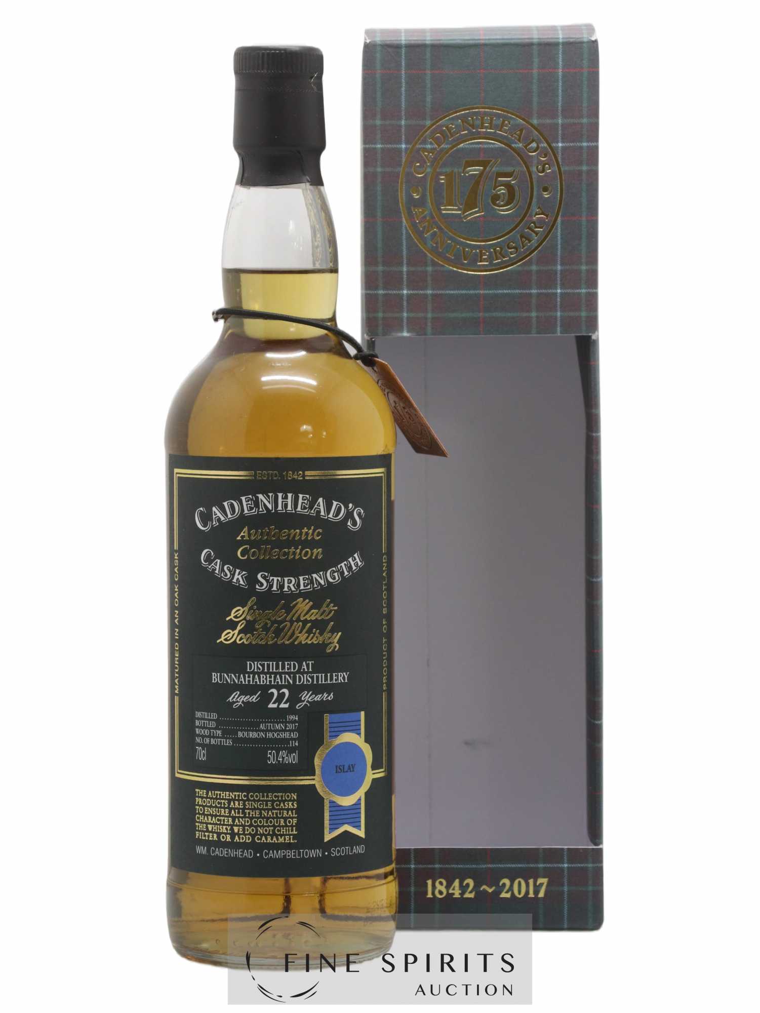 Bunnahabhain 22 years 1994 Cadenhead's Cask Strength One of 114 - bottled 2017 Authentic Collection