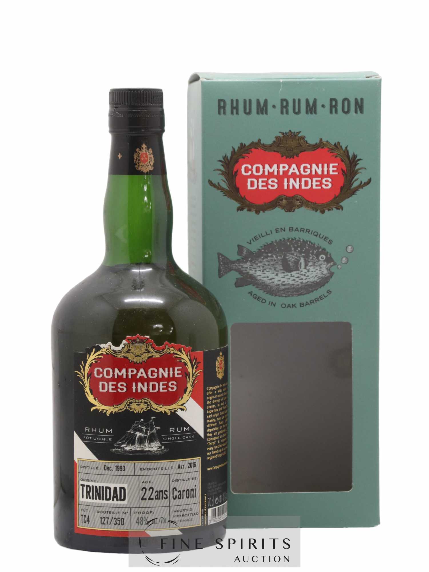 Caroni 22 years 1993 Compagnie des Indes Cask n°TC4 - One of 350 - bottled 2016