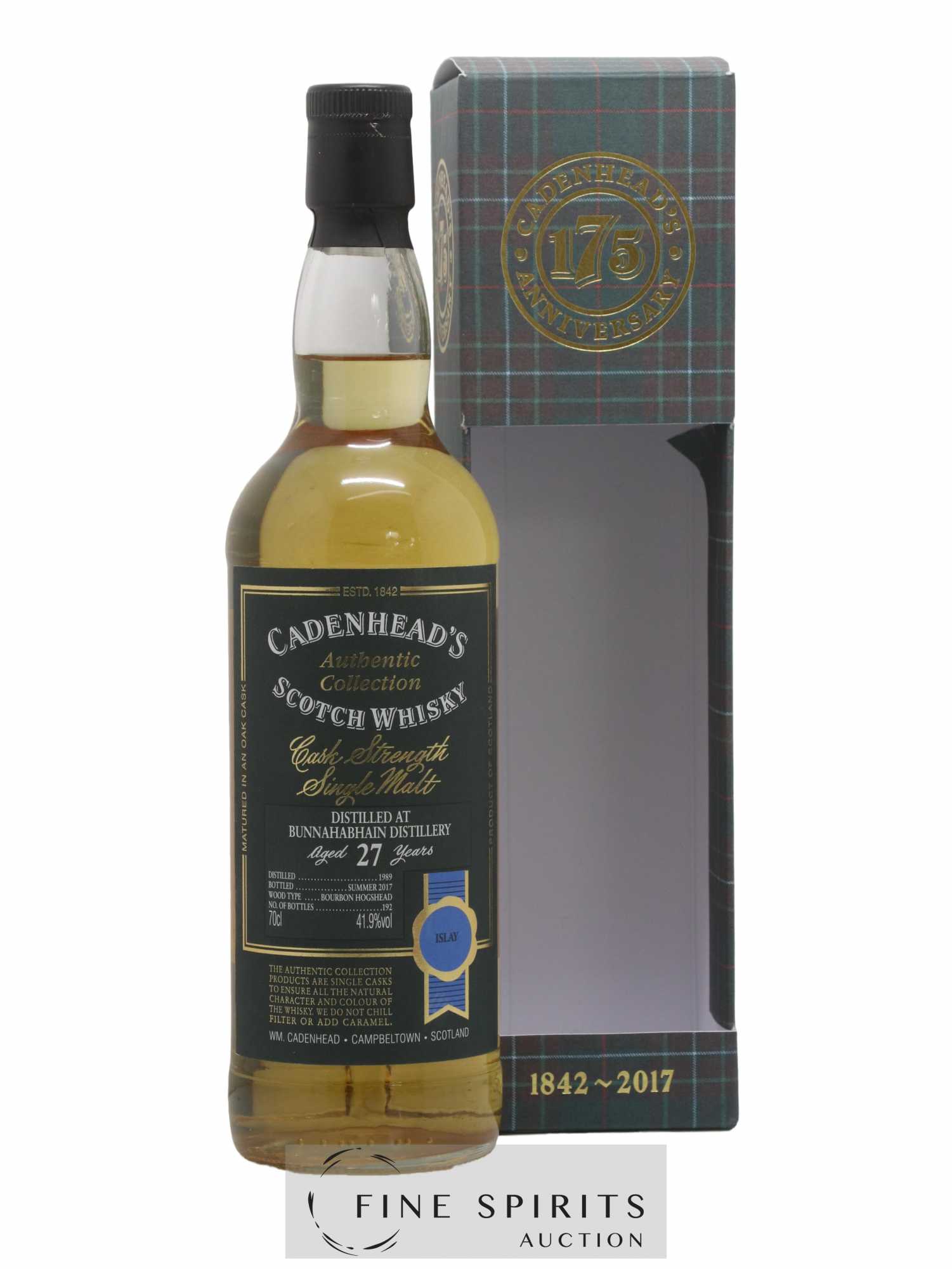 Bunnahabhain 27 years 1989 Cadenhead's Cask Strength One of 192 - bottled 2017 Authentic Collection