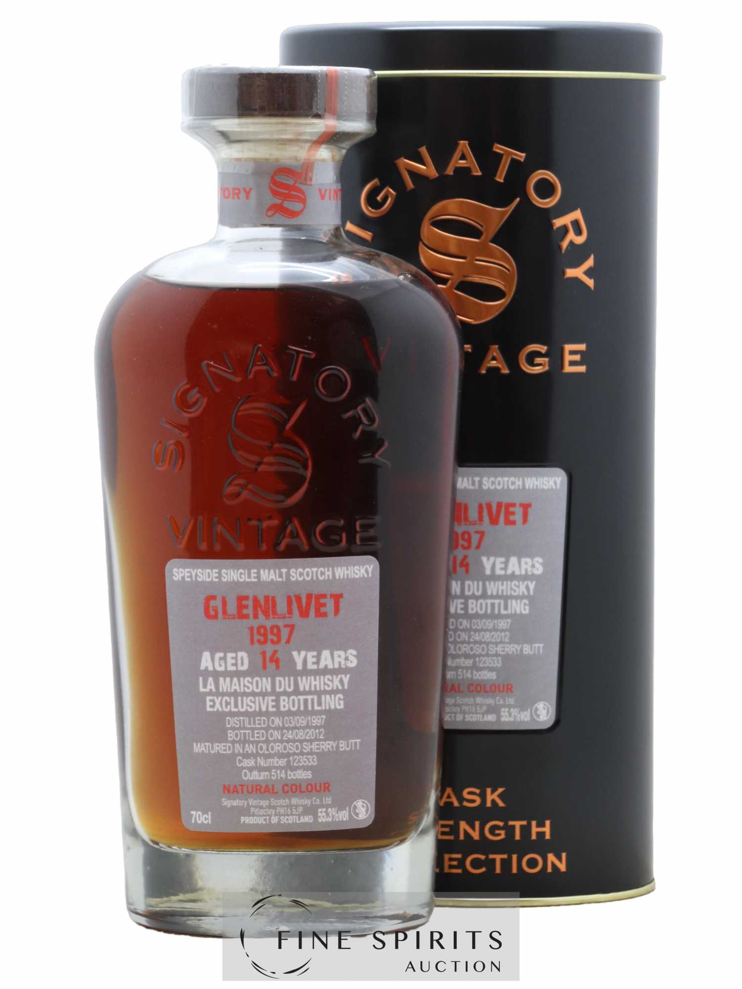 Glenlivet (The) 14 years 1997 Signatory Vintage Cask n°123533 - One of 514 - bottled 2012 LMDW Cask Strength Collection