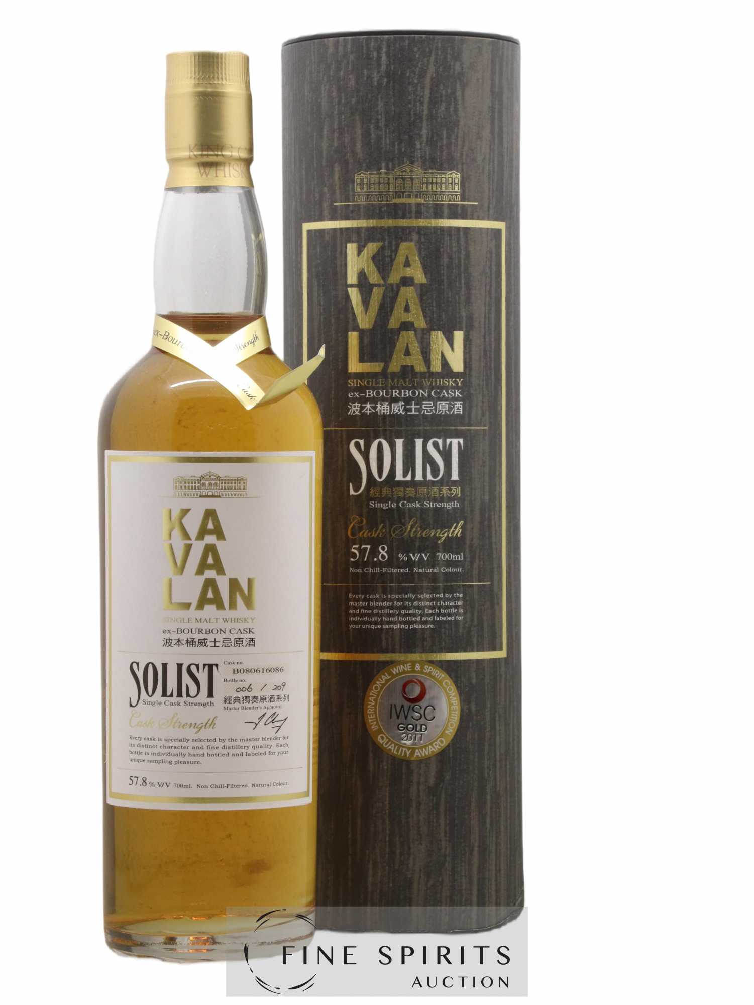 Kavalan Of. Solist ex-Bourbon Cask n°B080616086 - One of 209 - bottled 2012 Cask Strength