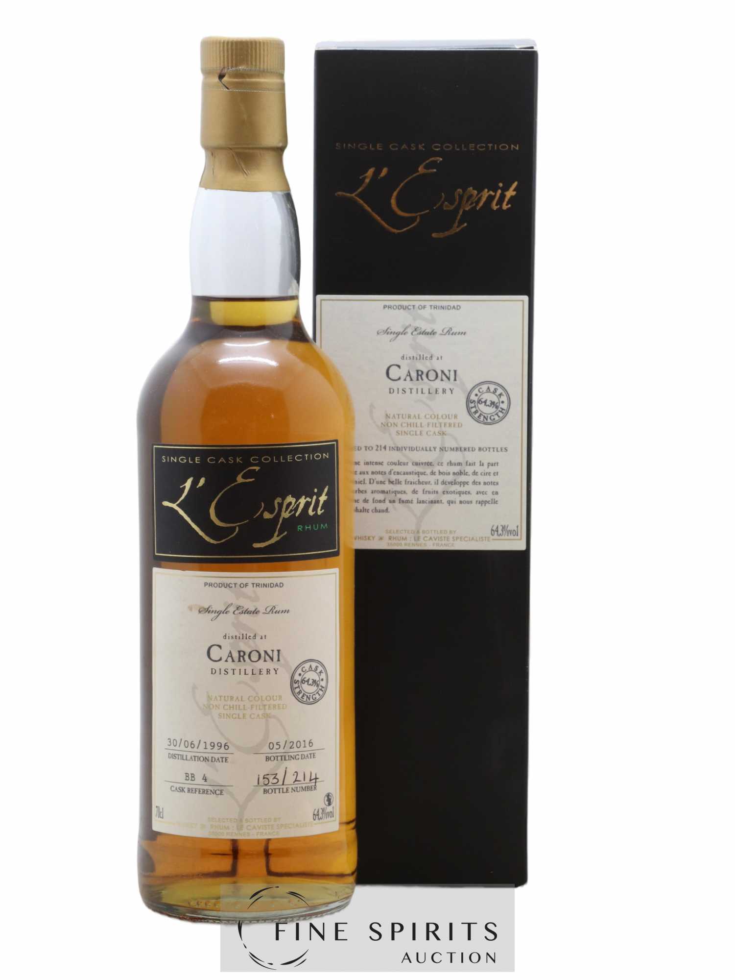 Caroni 1996 Whisky & Rhum L'Esprit Cask n°BB 4 - One of 214 - bottled 2016