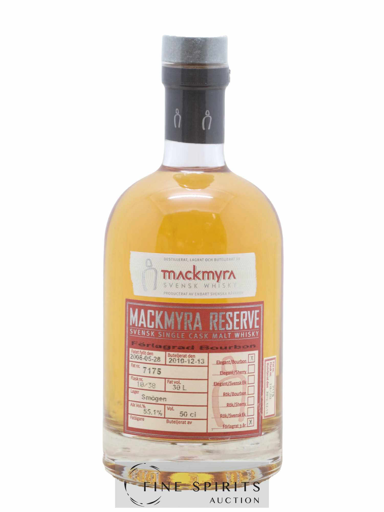 Mackmyra 3 years 2008 Of. Reserve Fat n°7175 - One of 38 - bottled 2010