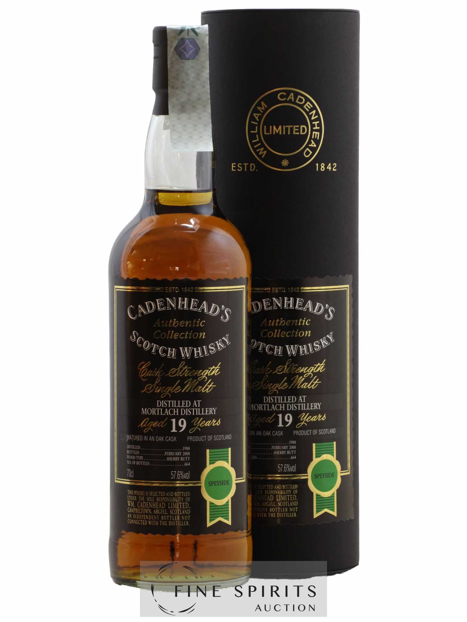 Mortlach 19 years 1988 Cadenhead's Sherry Butt - One of 664 - bottled 2008 Authentic Collection