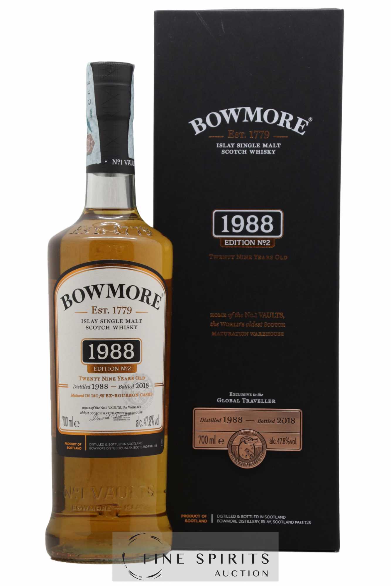 Bowmore 29 years 1988 Of. Edition n°2 bottled 2018 Global Traveller