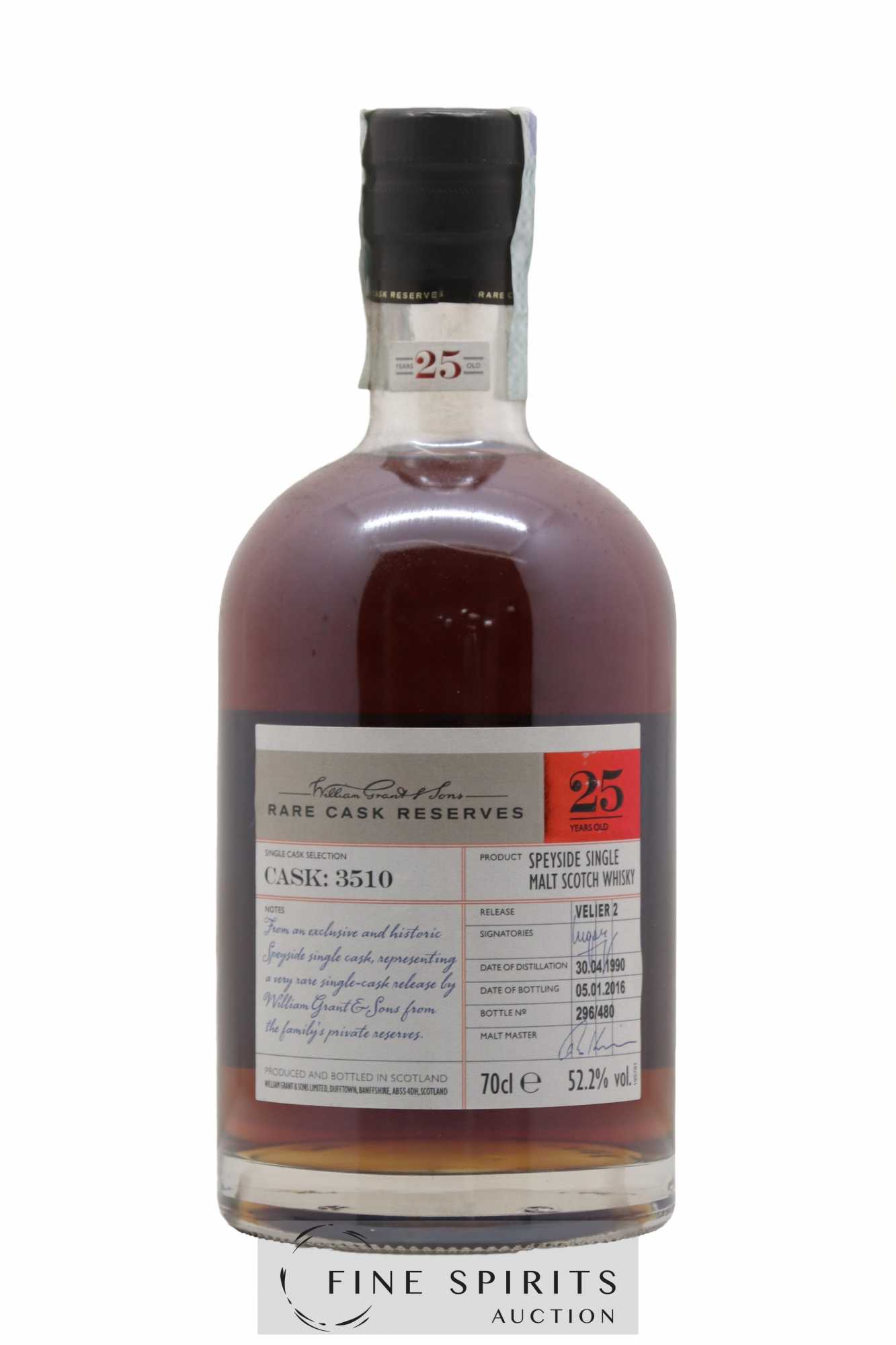 William Grant & Sons 25 years 1990 Of. Cask 3510 - One of 480 - bottled 2016 Velier 2 Rare Cask Reserves