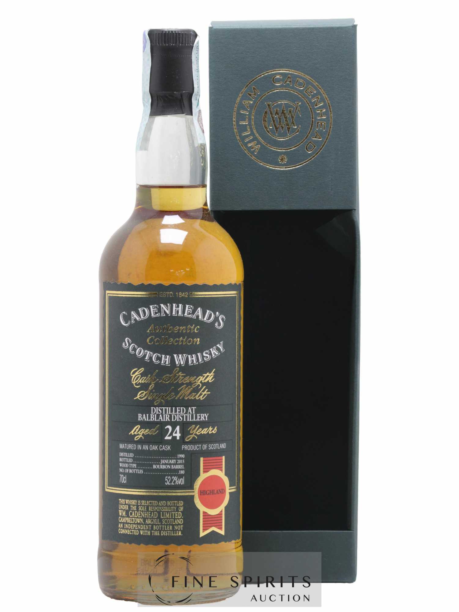 Balblair 24 years 1990 Cadenhead's Bourbon Hogshead - One of 180 - bottled 2015 Authentic Collection