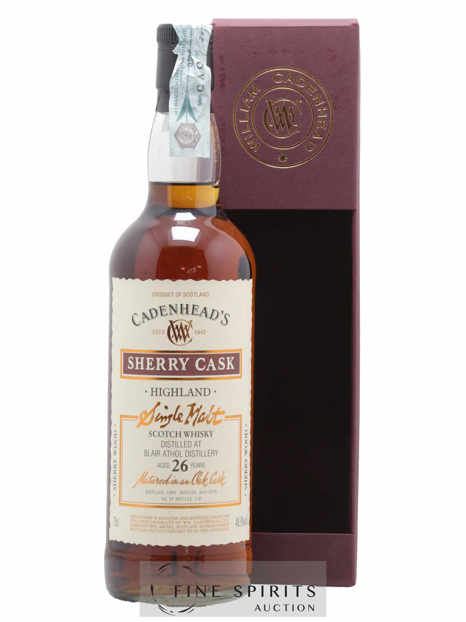 Blair Athol 26 years 1989 Cadenhead's Sherry Cask One of 216 - bottled 2015
